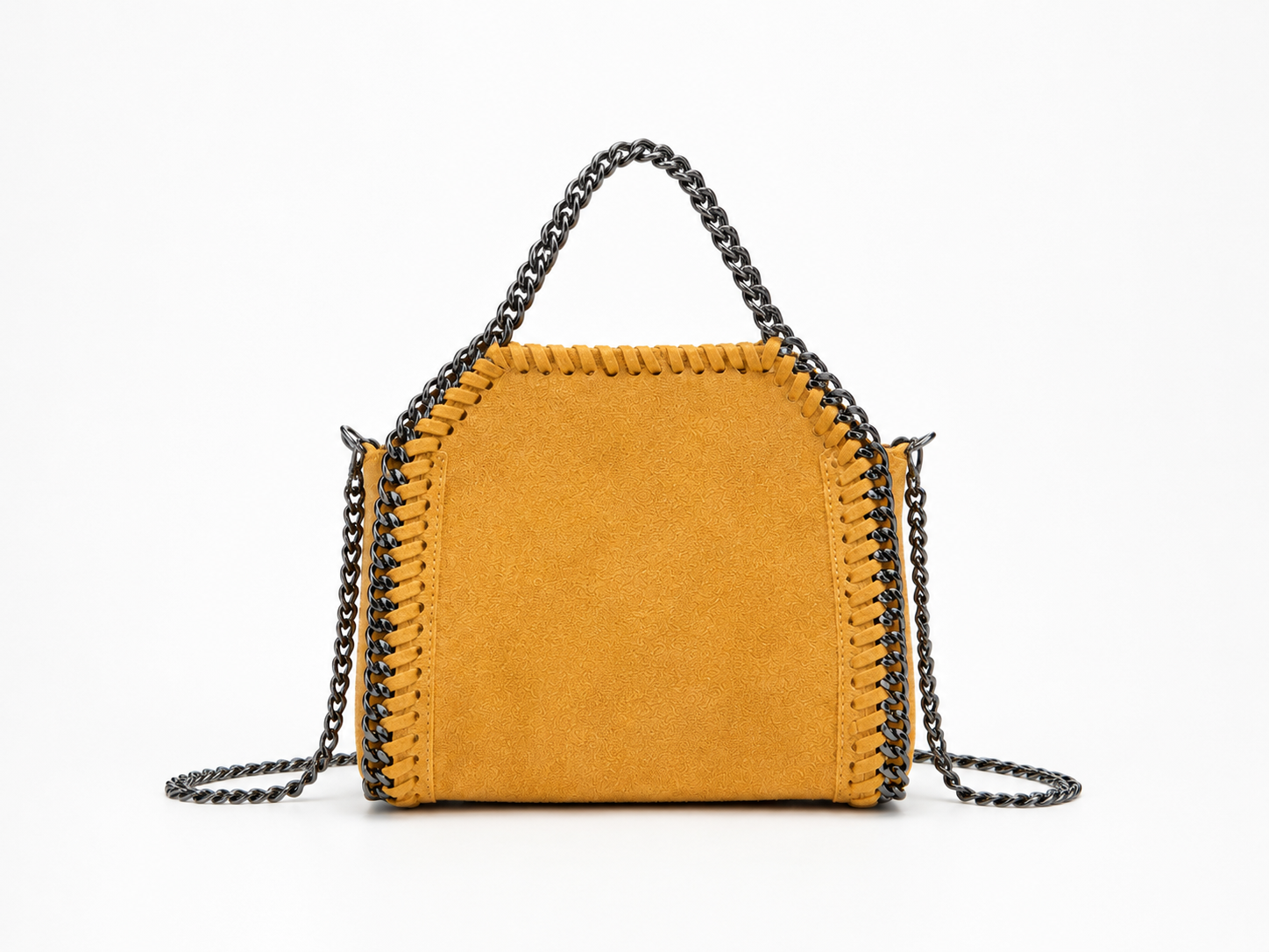 Yellow suede pocket bag