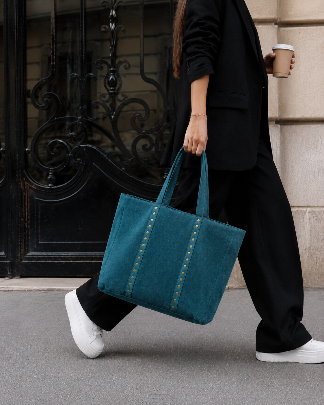 Studded maxi handbag TEAL