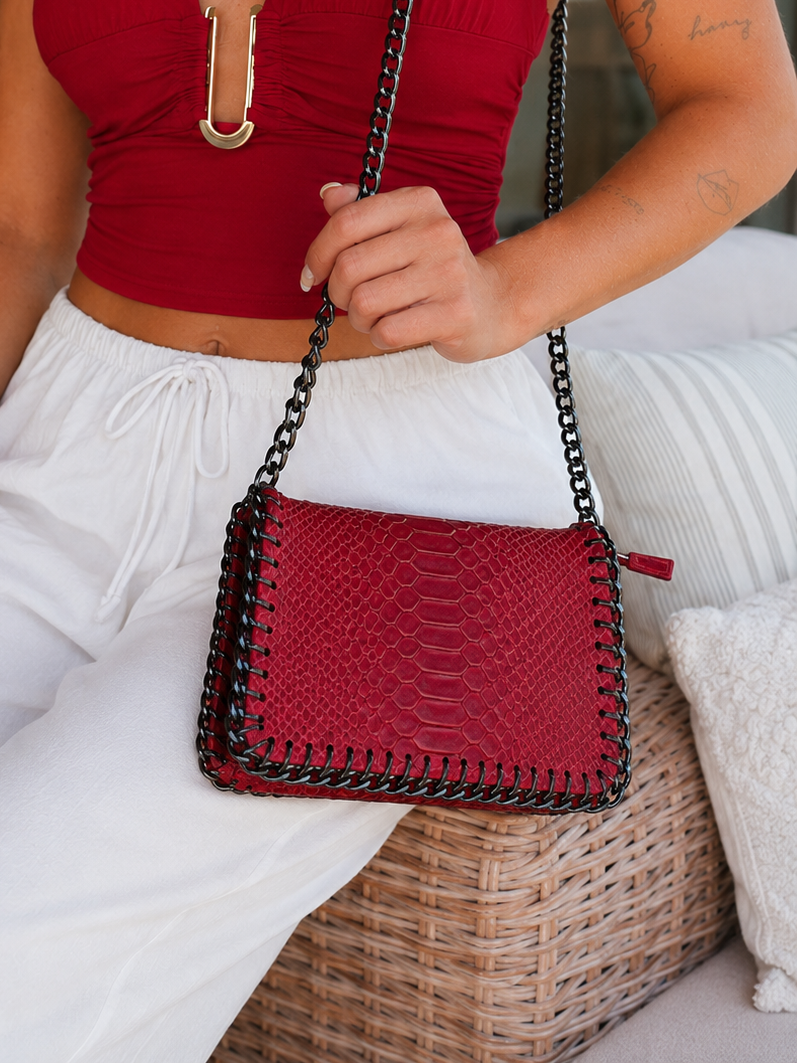 Borsa midi in pelle bordeaux