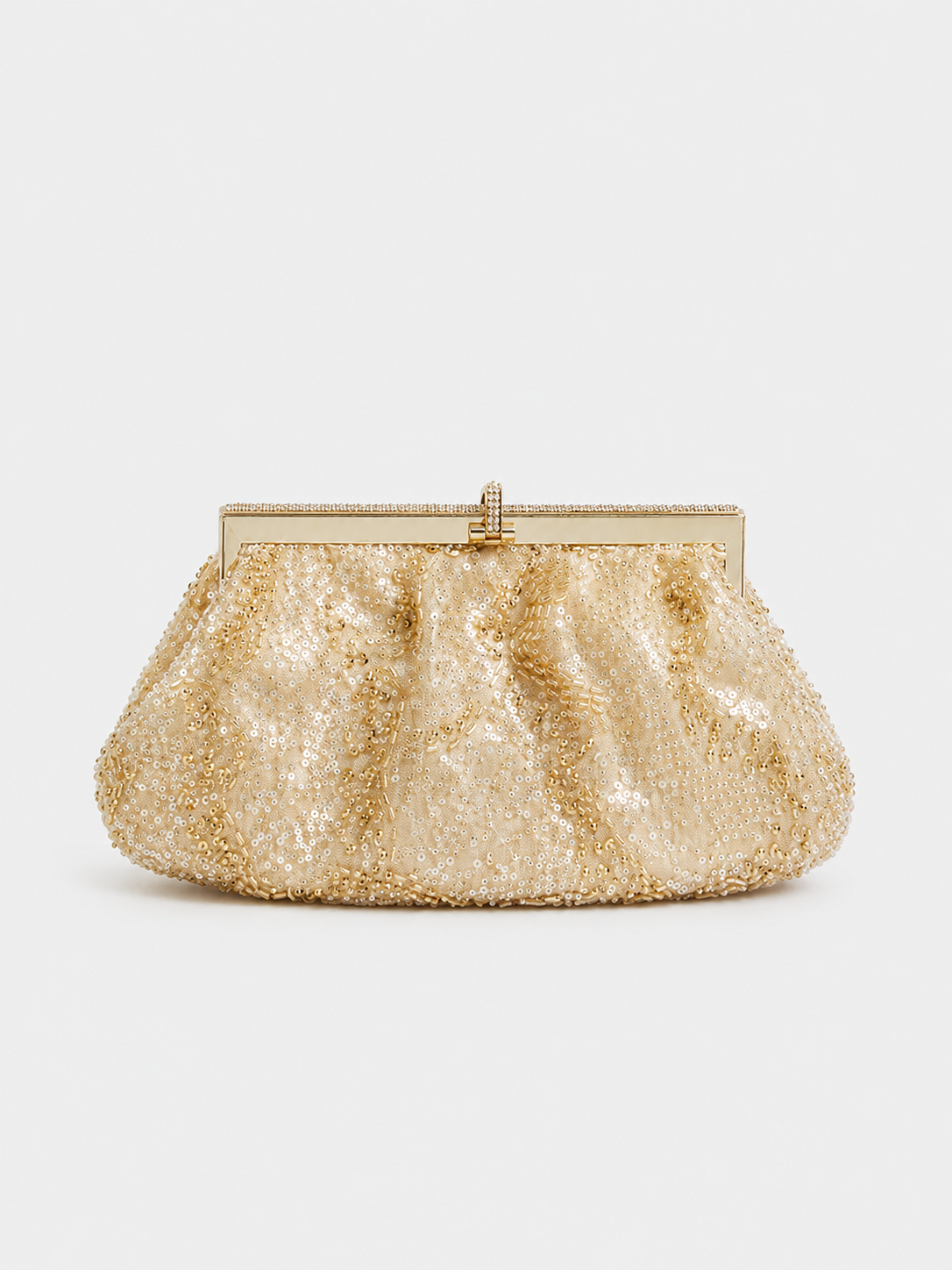 Pochette bonbonnière à paillettes dorées