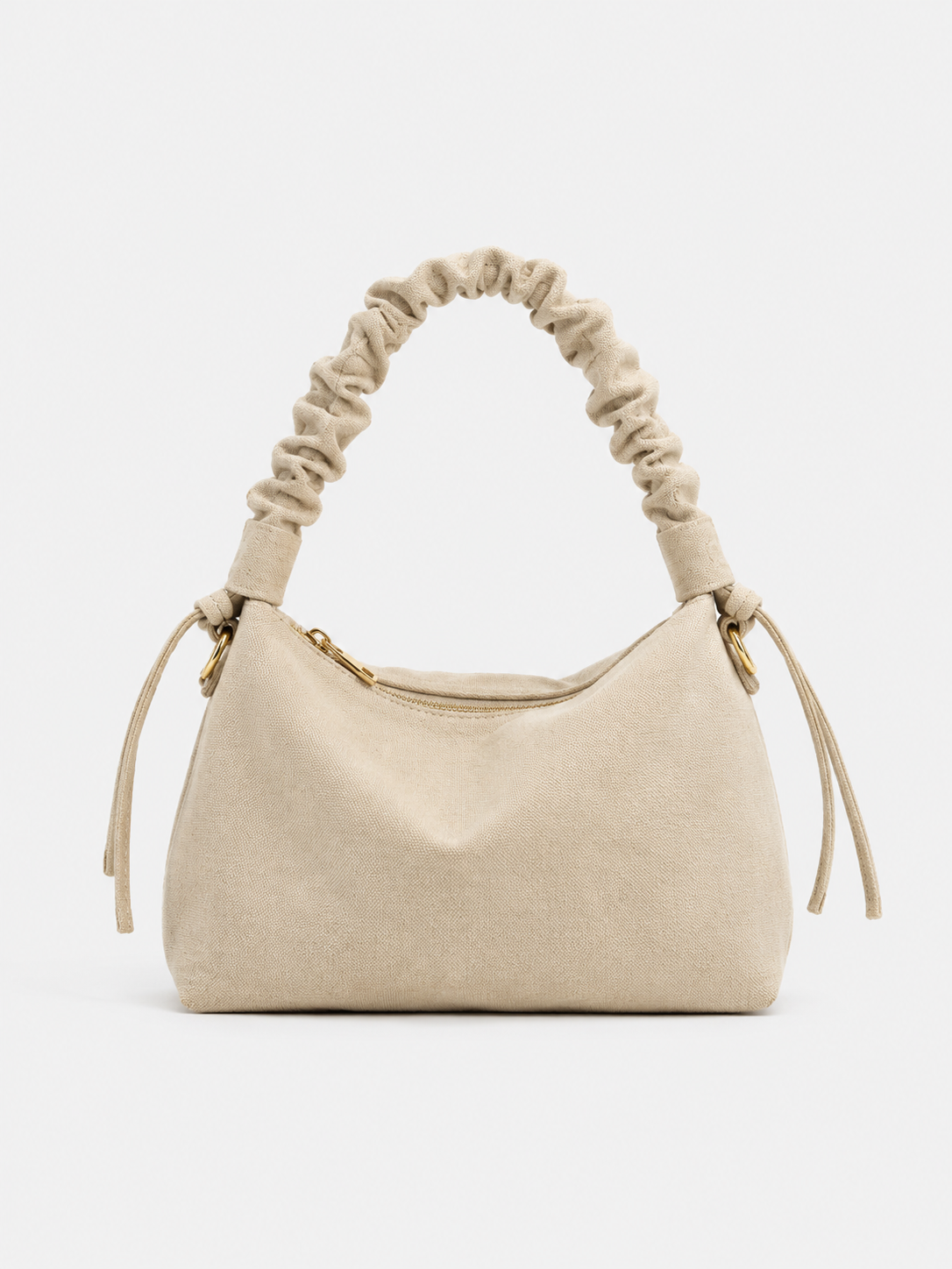 Beige terry leather shoulder bag