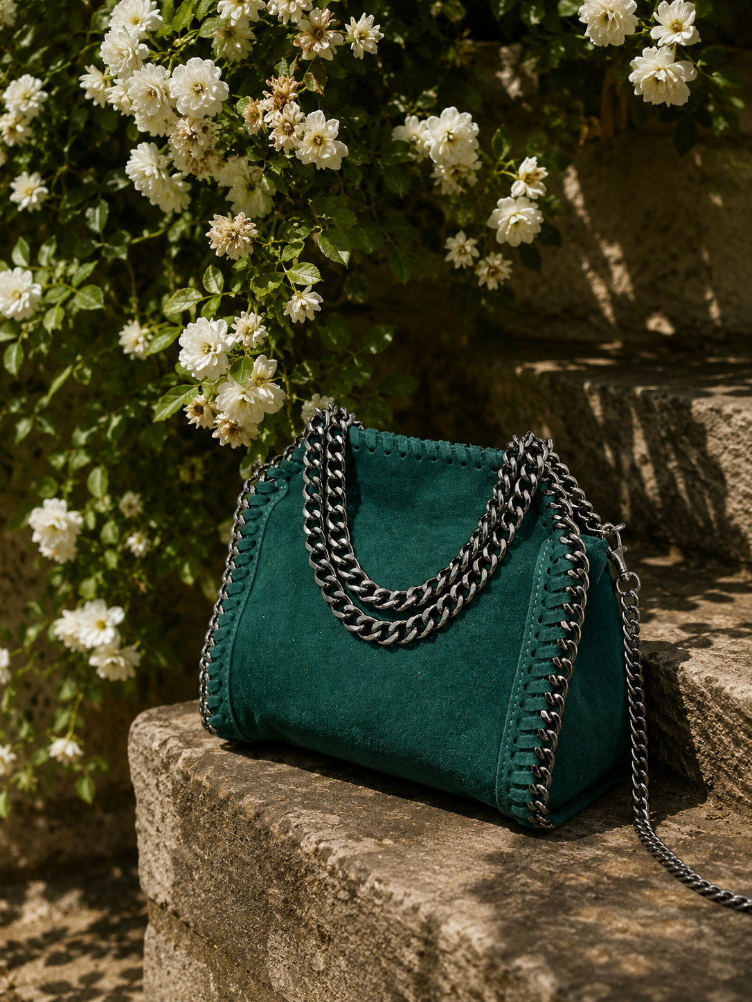 Bolsa de bolso em camurça para garrafa