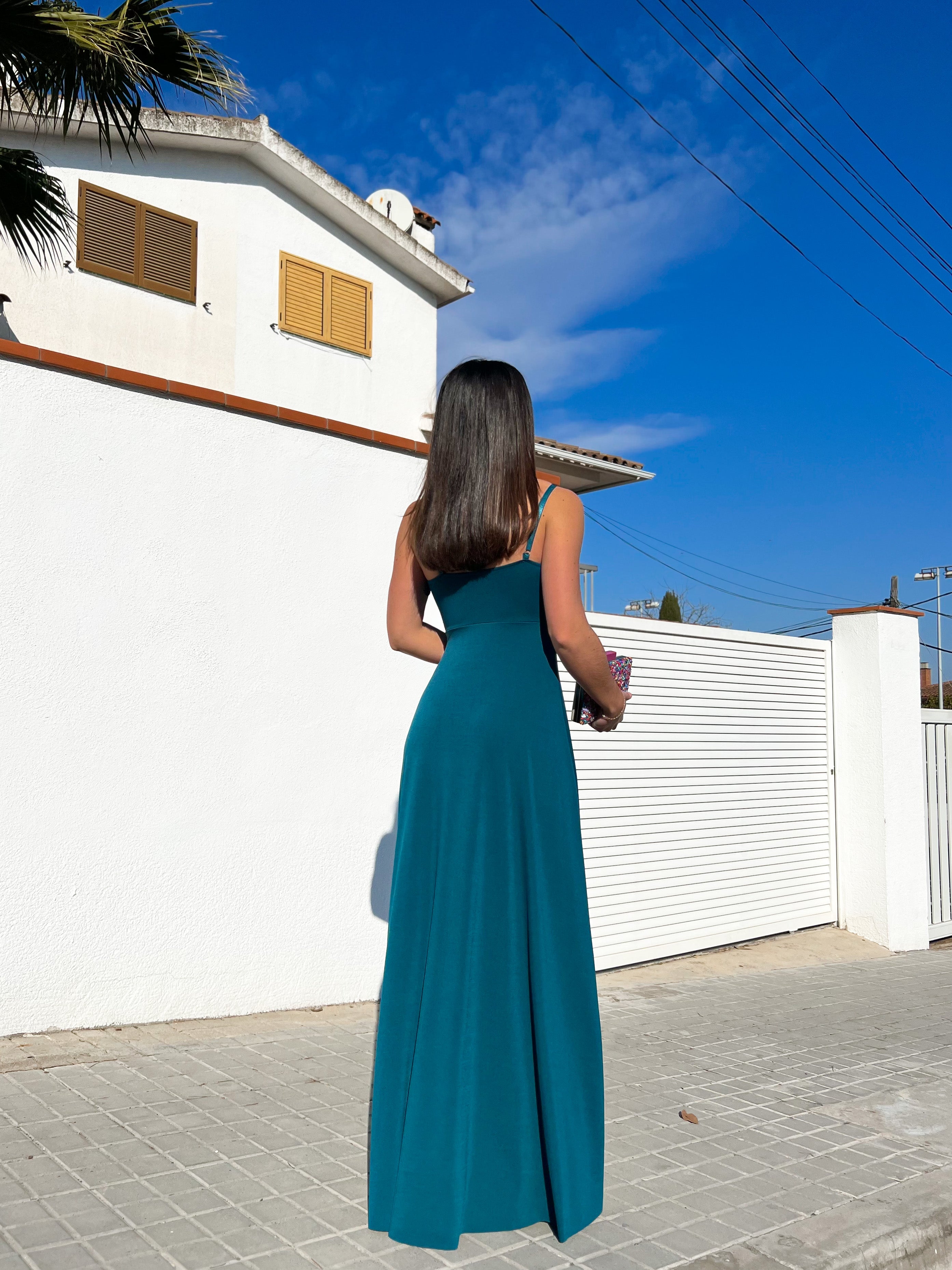 Vestido lazo pico petróleo NO ACTIVAr