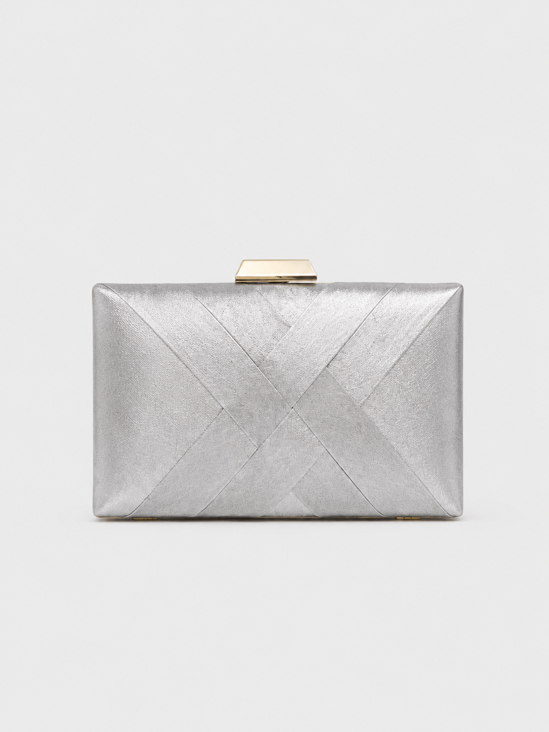 Silver satin clutch