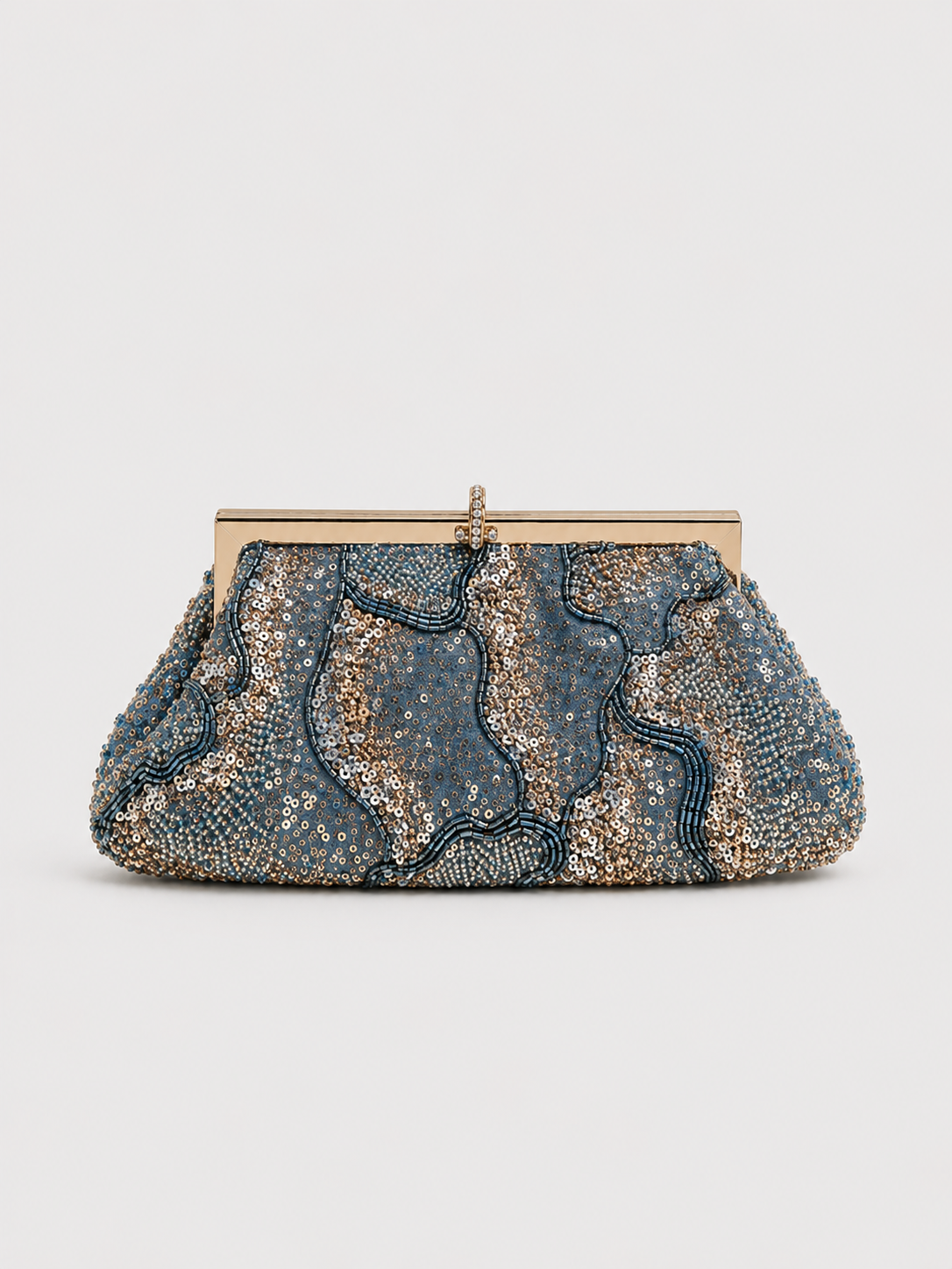 Pochette bonbonnière à paillettes bleu marine