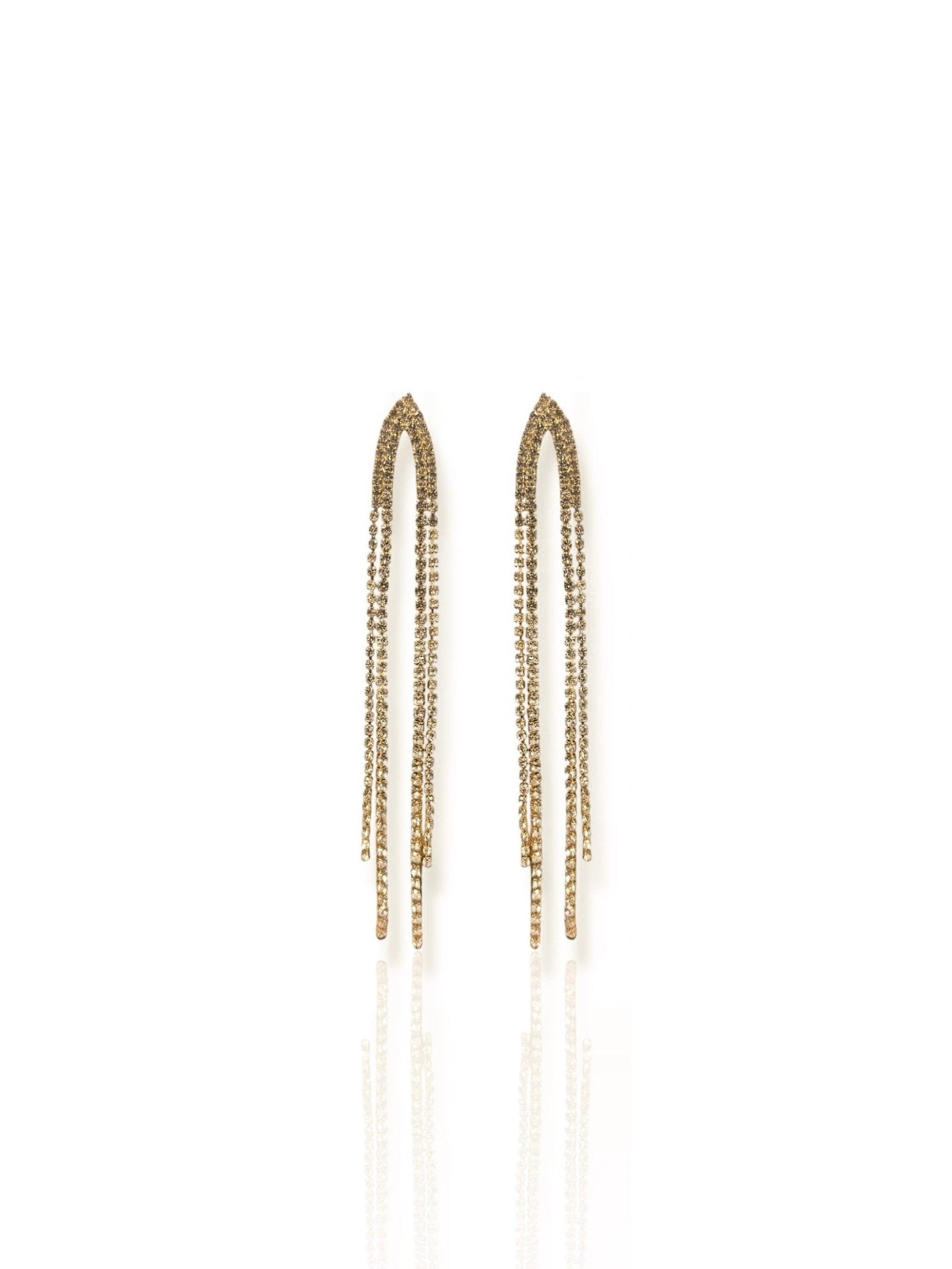 Pendientes cascada triángulo brillos dorado - Sorellas The Brand Barcelona S.L