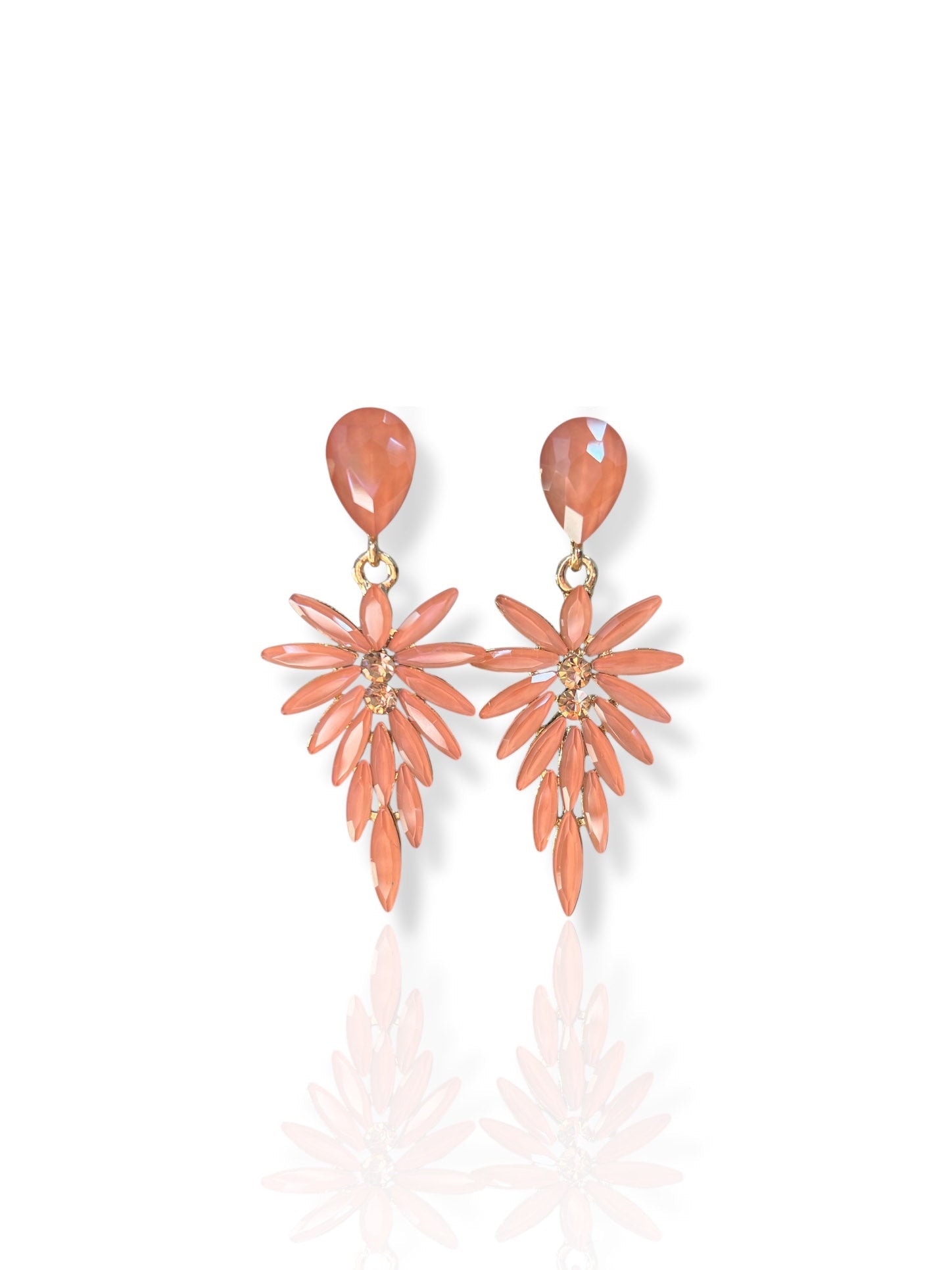 Pendientes hoja brillantes coral - Sorellas The Brand Barcelona S.L