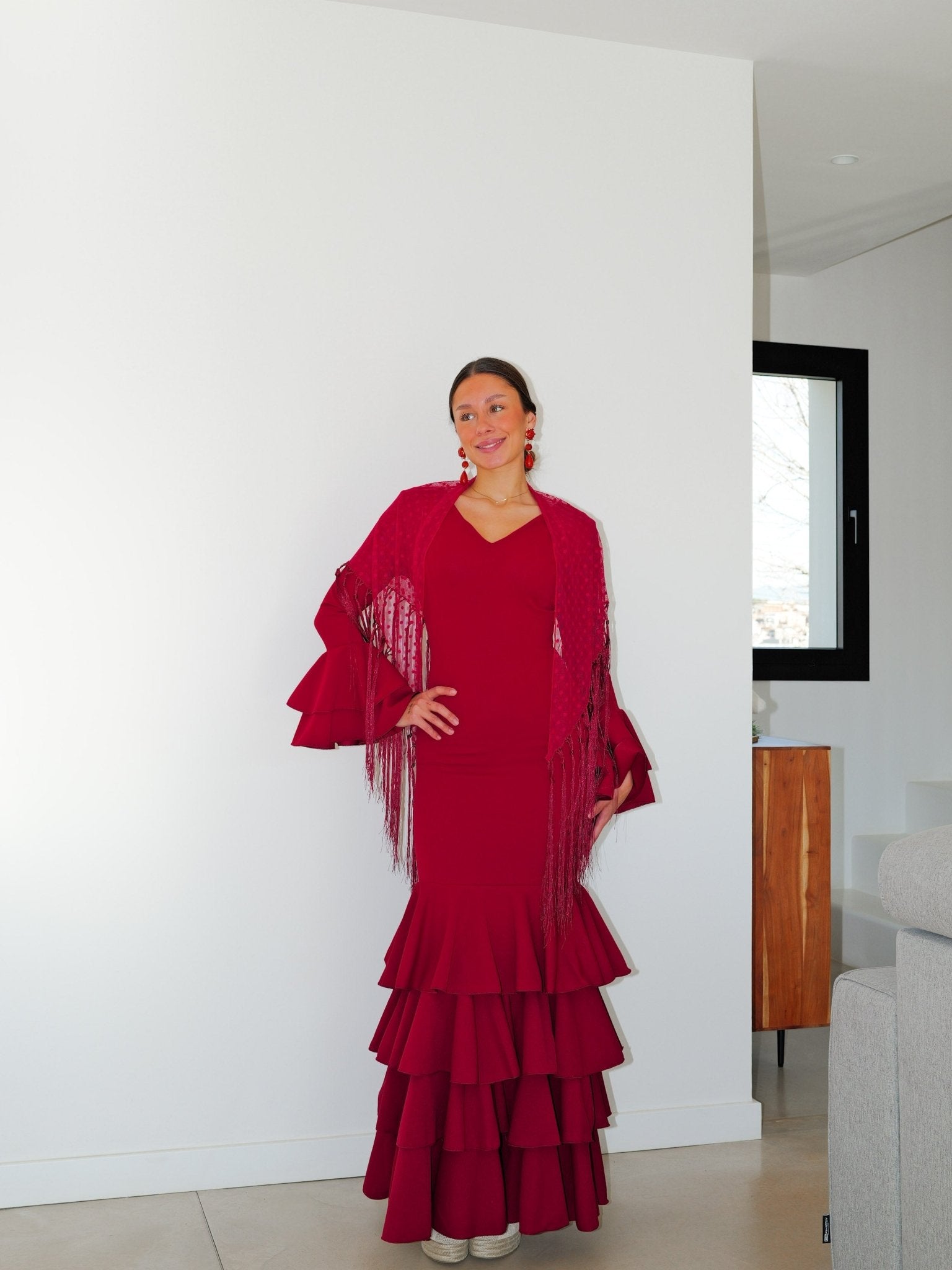 Traje flamenca volantes burdeos - Sorellas The Brand Barcelona S.L