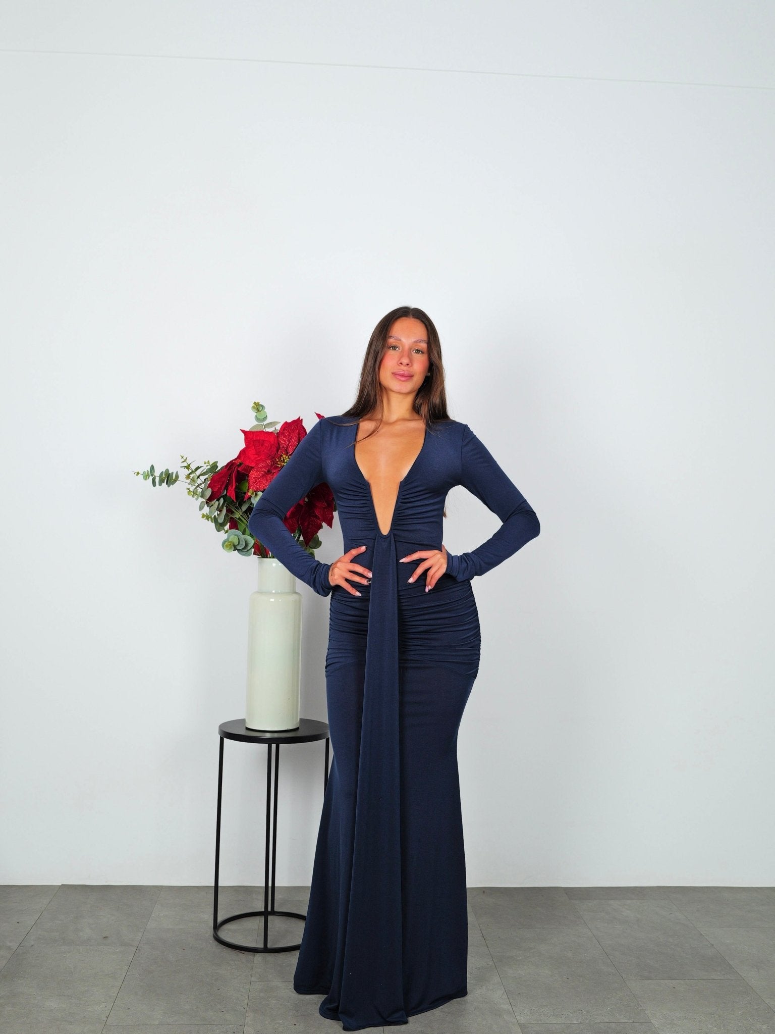 Robe longue à manches et encolure bande marine - Sorellas The Brand Barcelona S.L