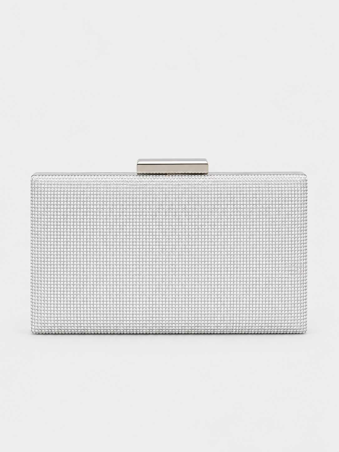 Clutch retangular com brilhantes prateados