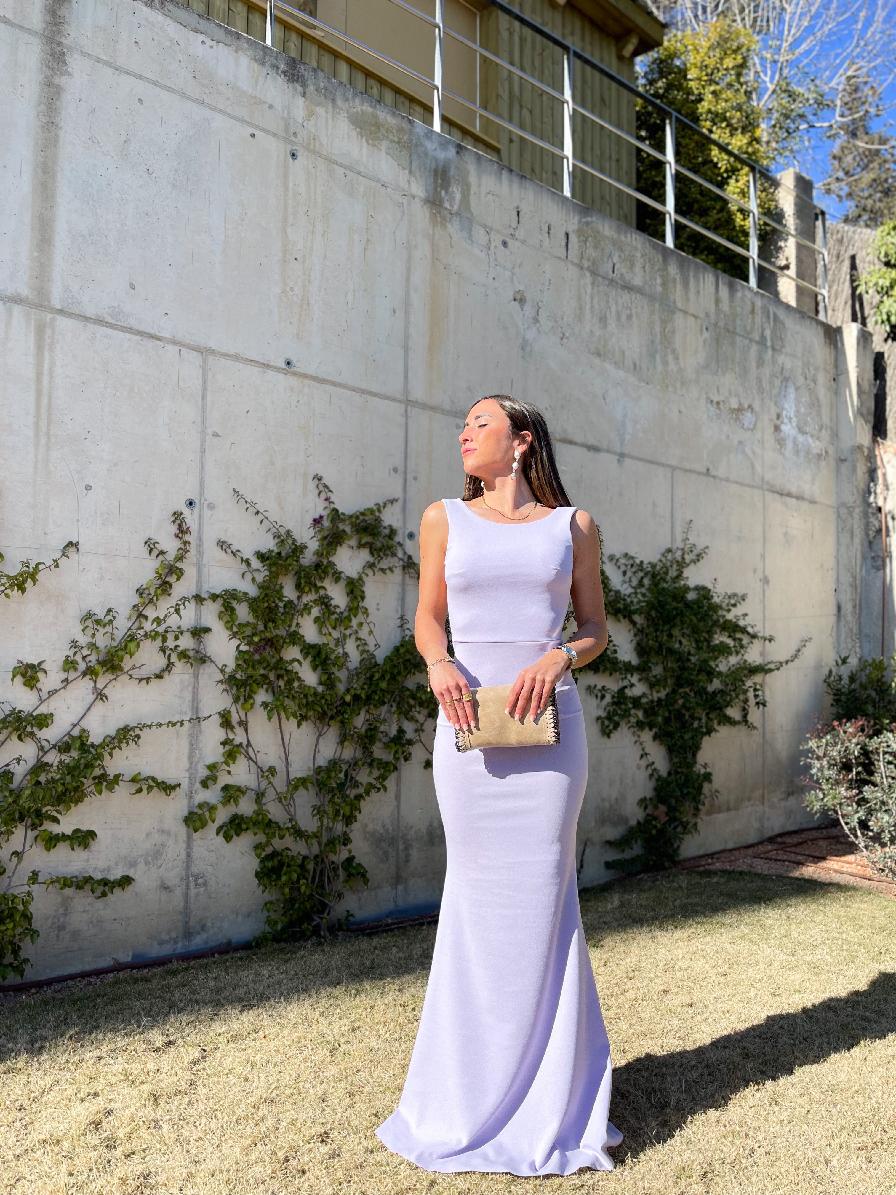 Vestido largo sirena lila