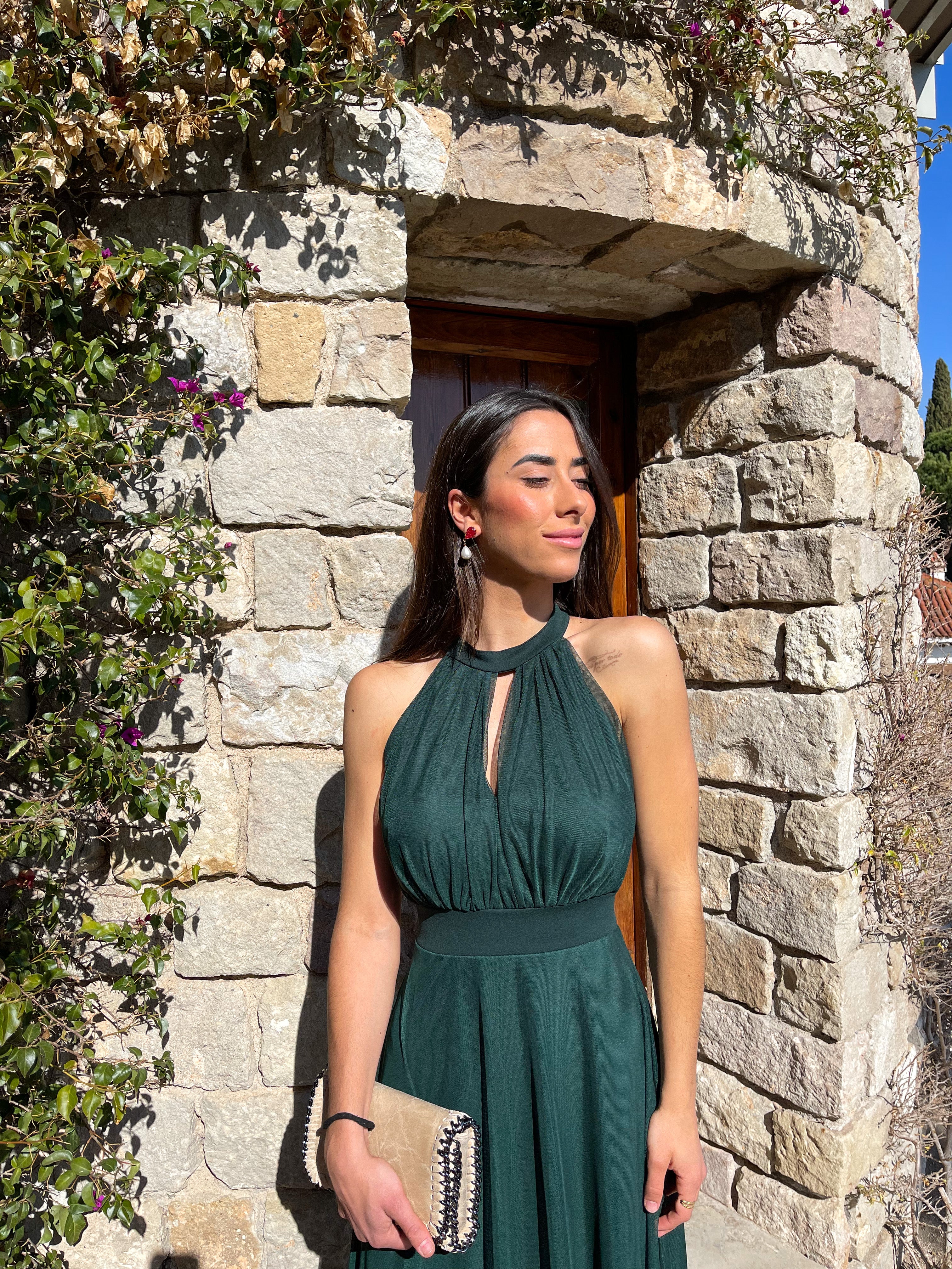 Vestido banda halter tulle botella