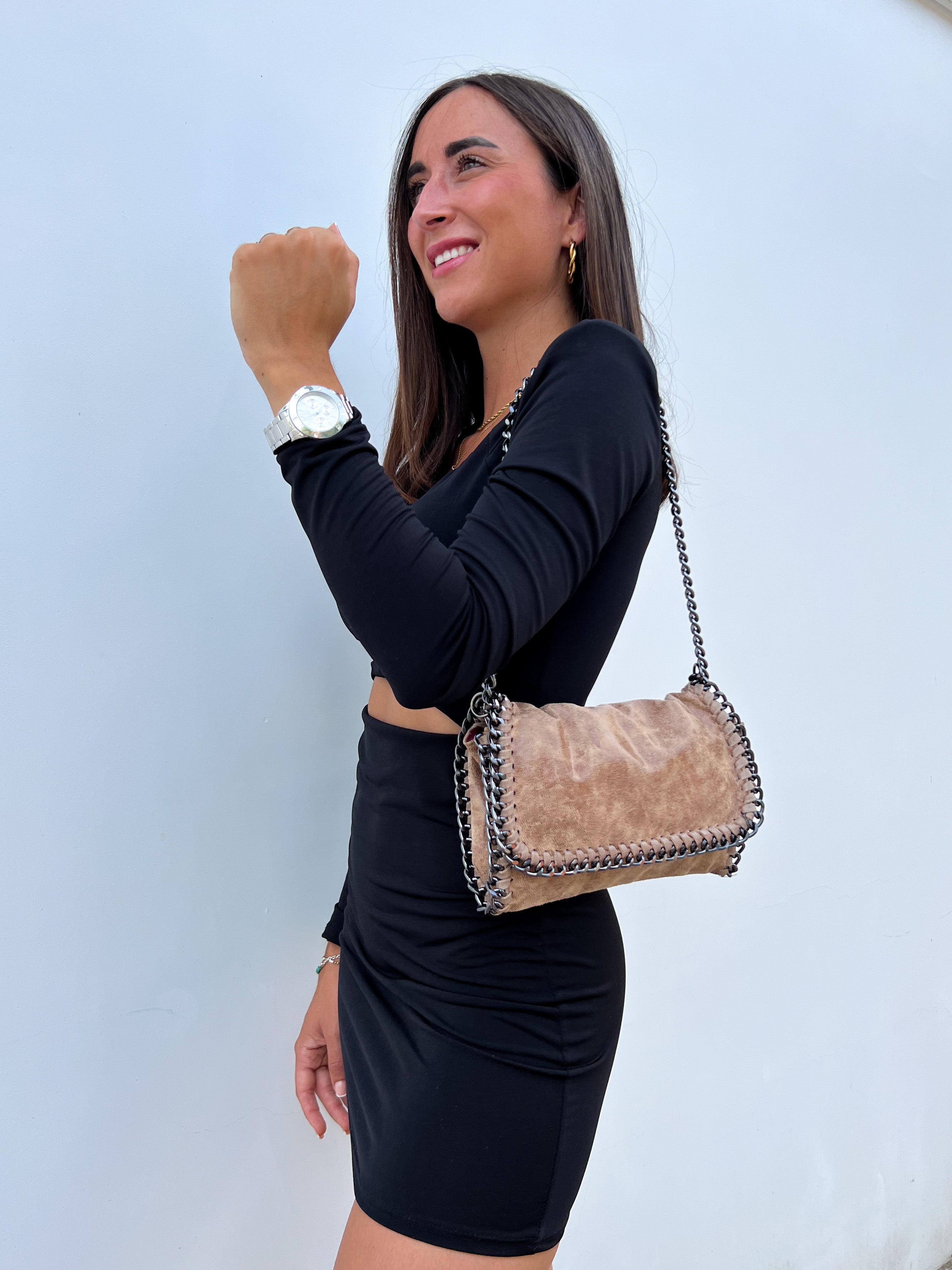 Bolso midi cadenas beige