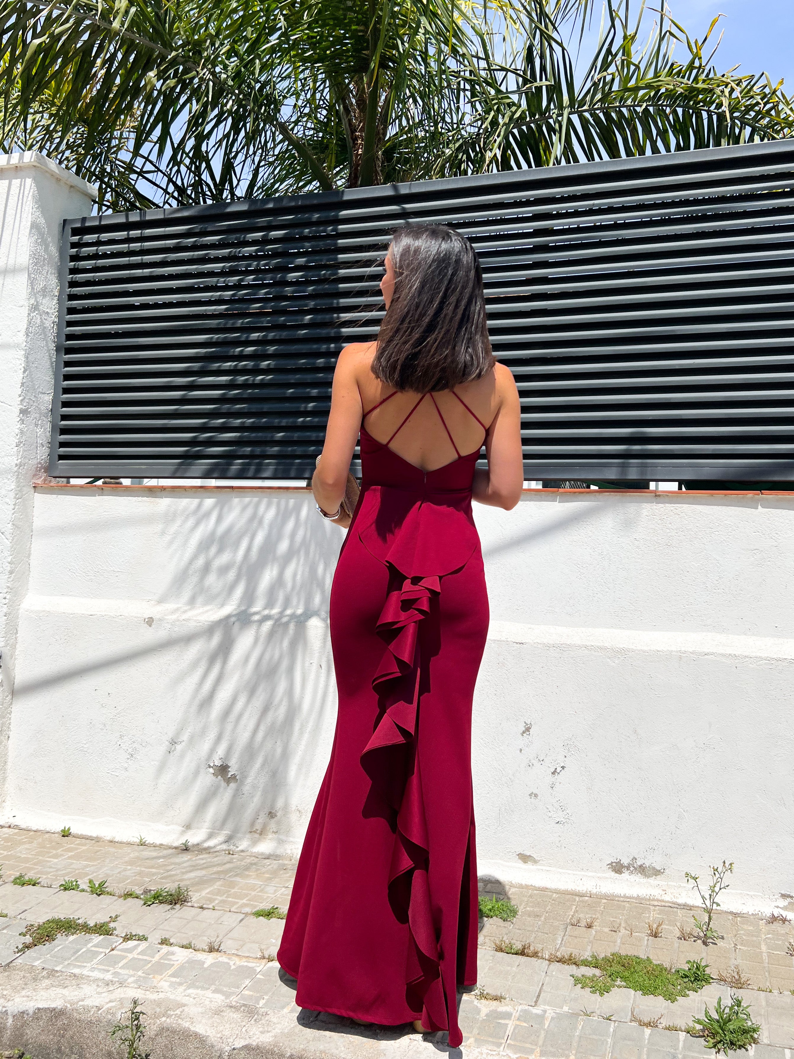 Robe longue avec queue de pie