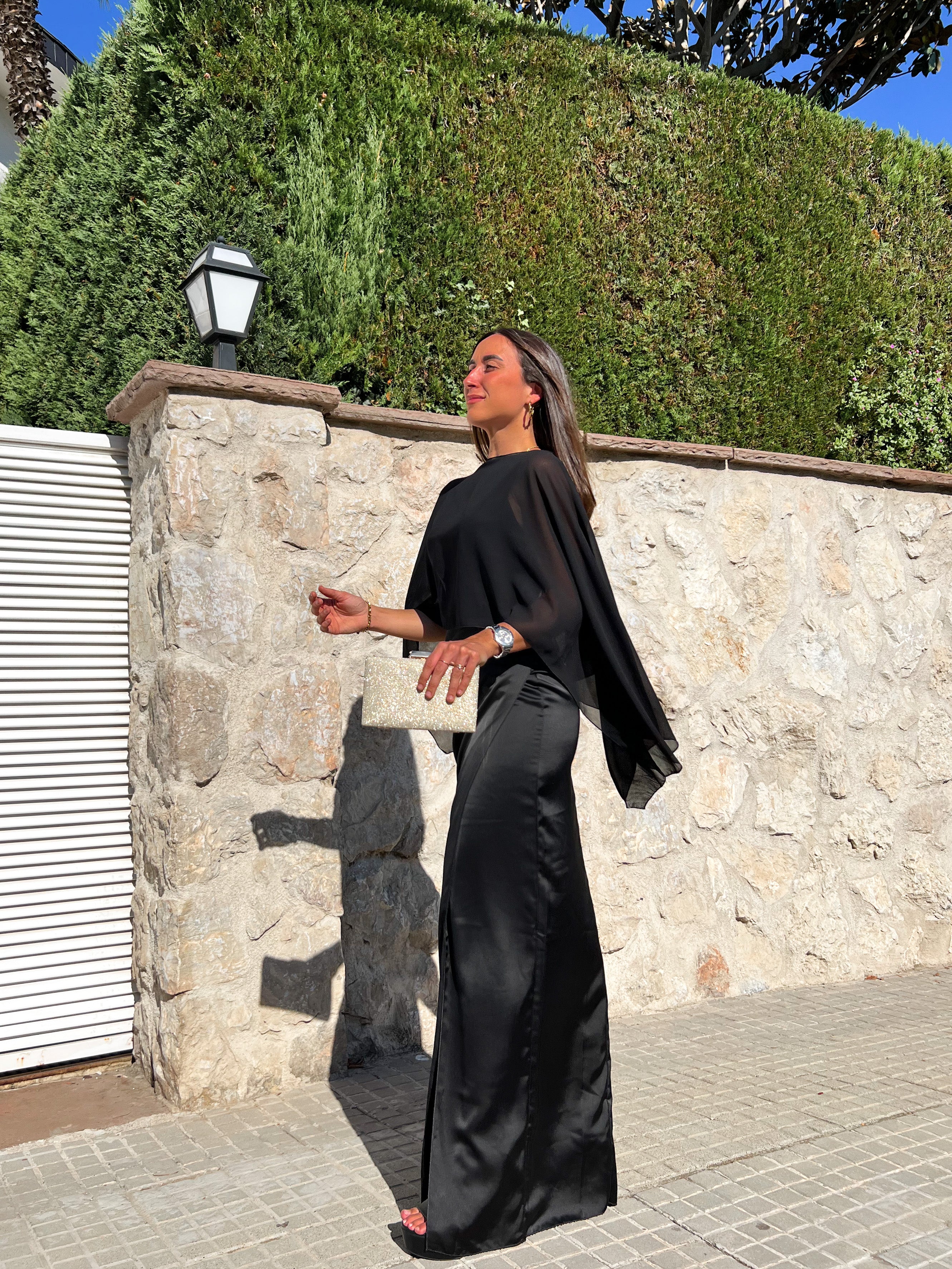 Chal capa gasa negro