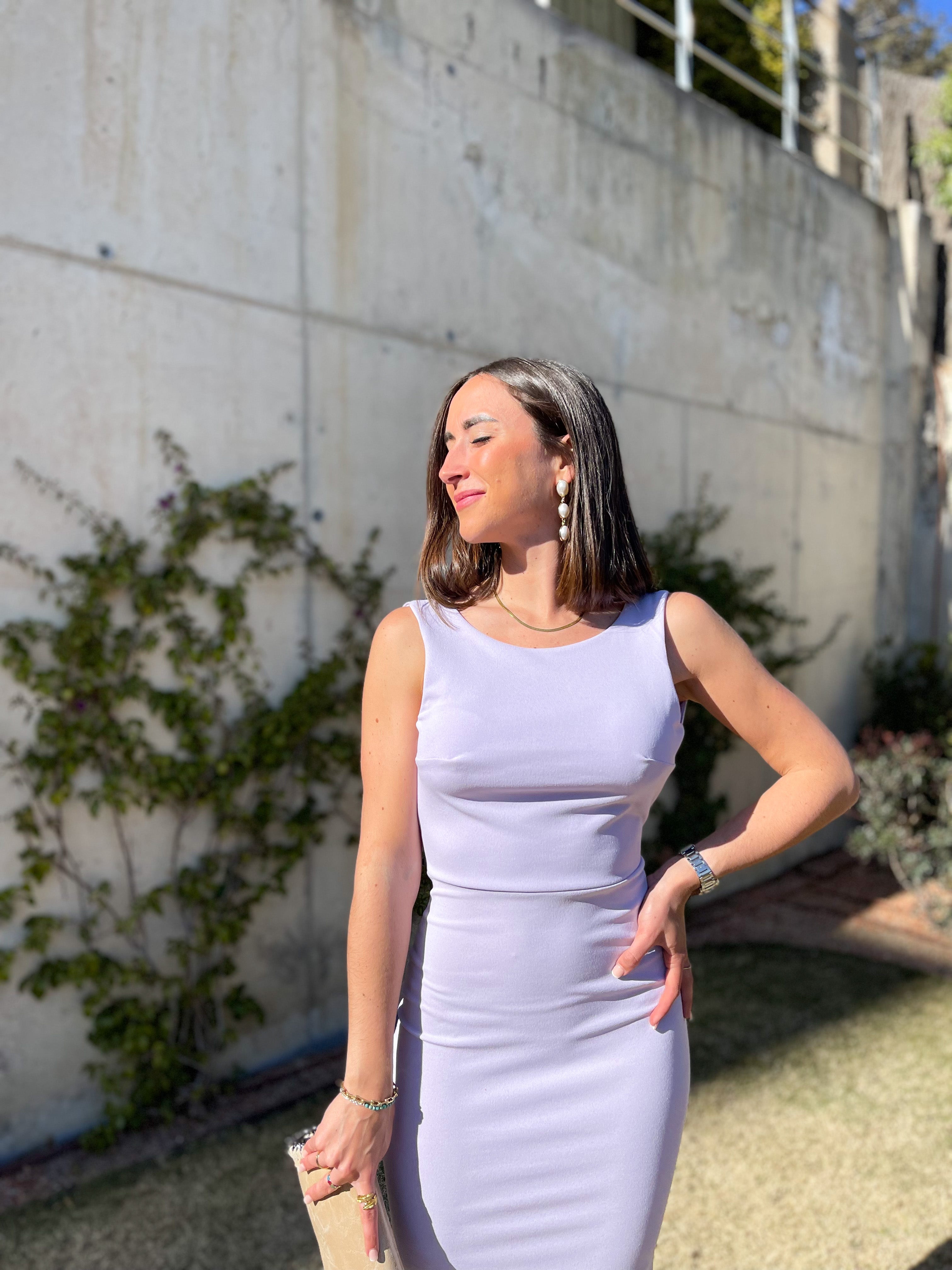 Vestido largo sirena lila