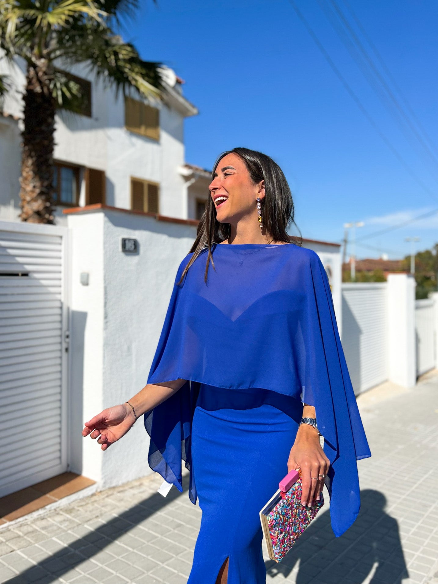 Blue chiffon cape shawl Blue chiffon cape shawl