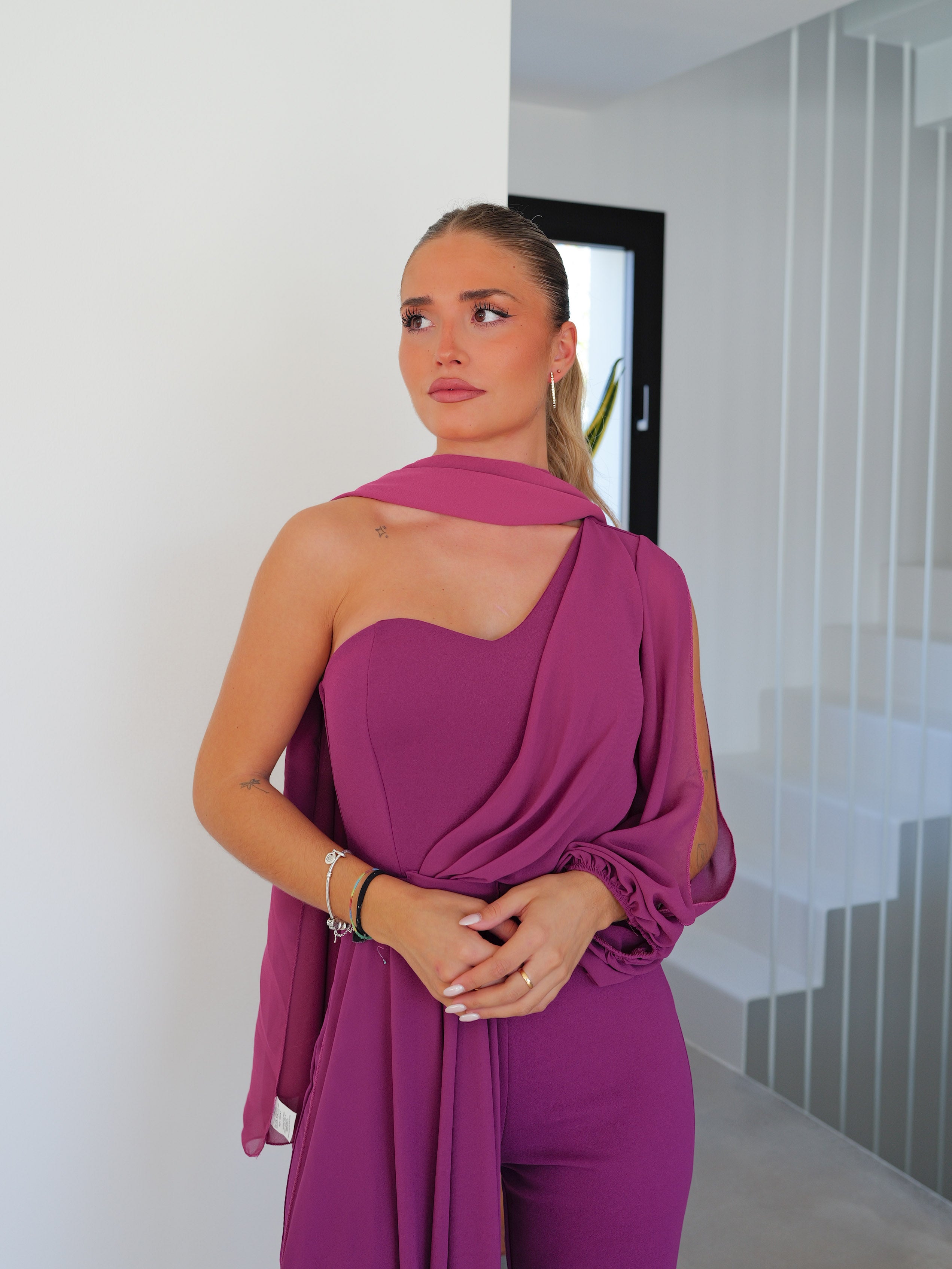 Gauze cape shawl BOUGAINVILLEA