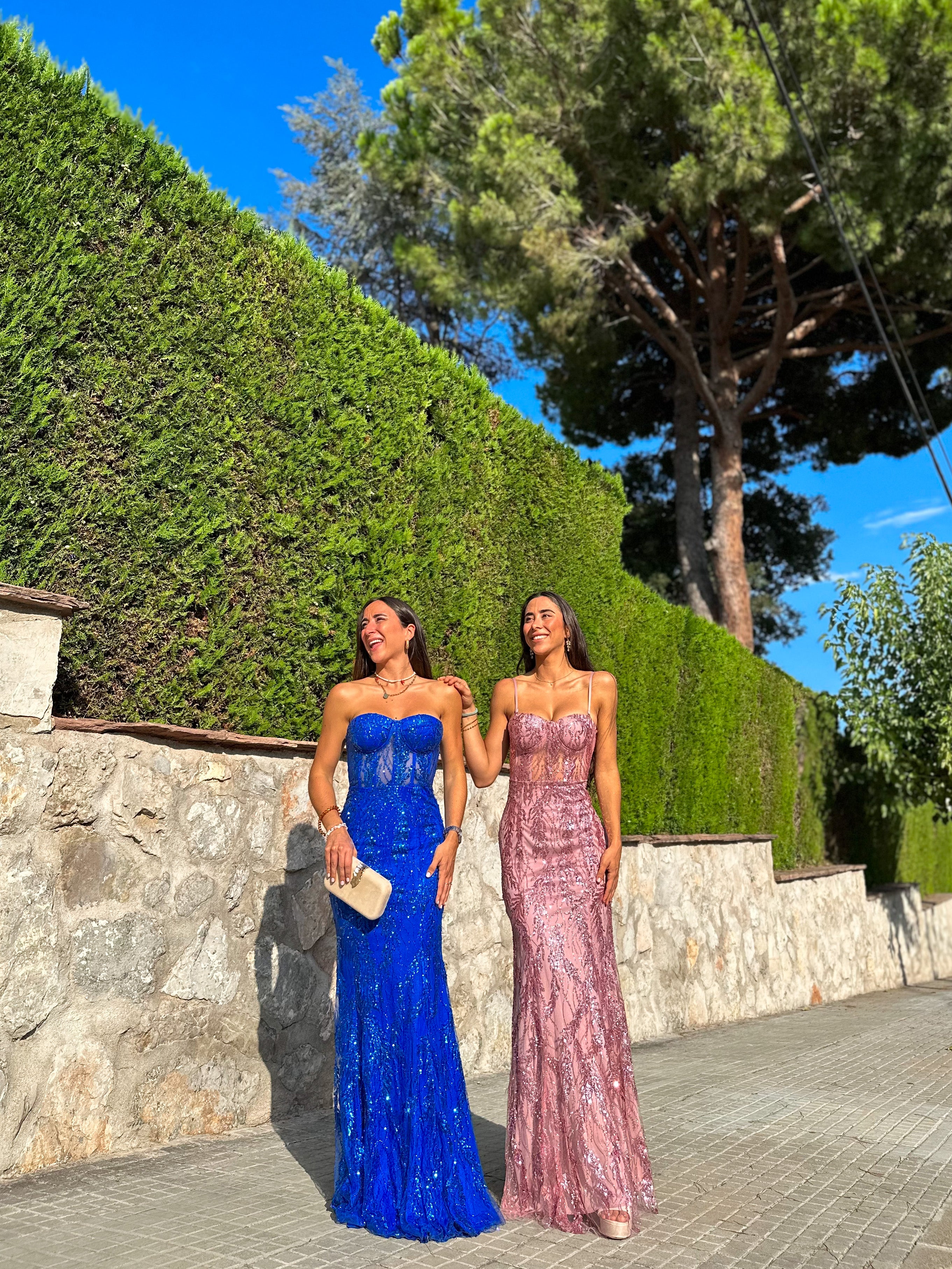 Corset dress RHINESTONES blue