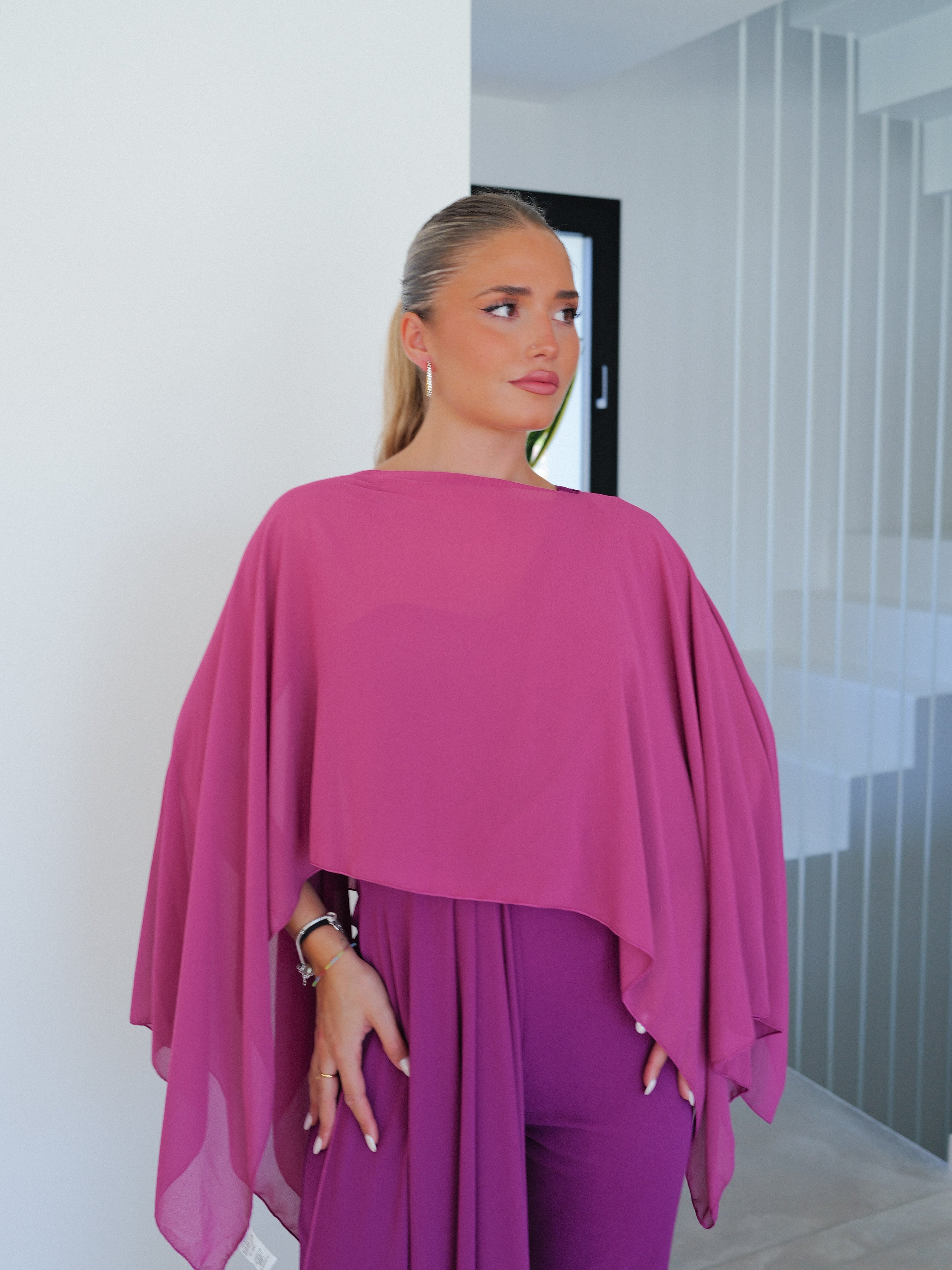 Gauze cape shawl BOUGAINVILLEA