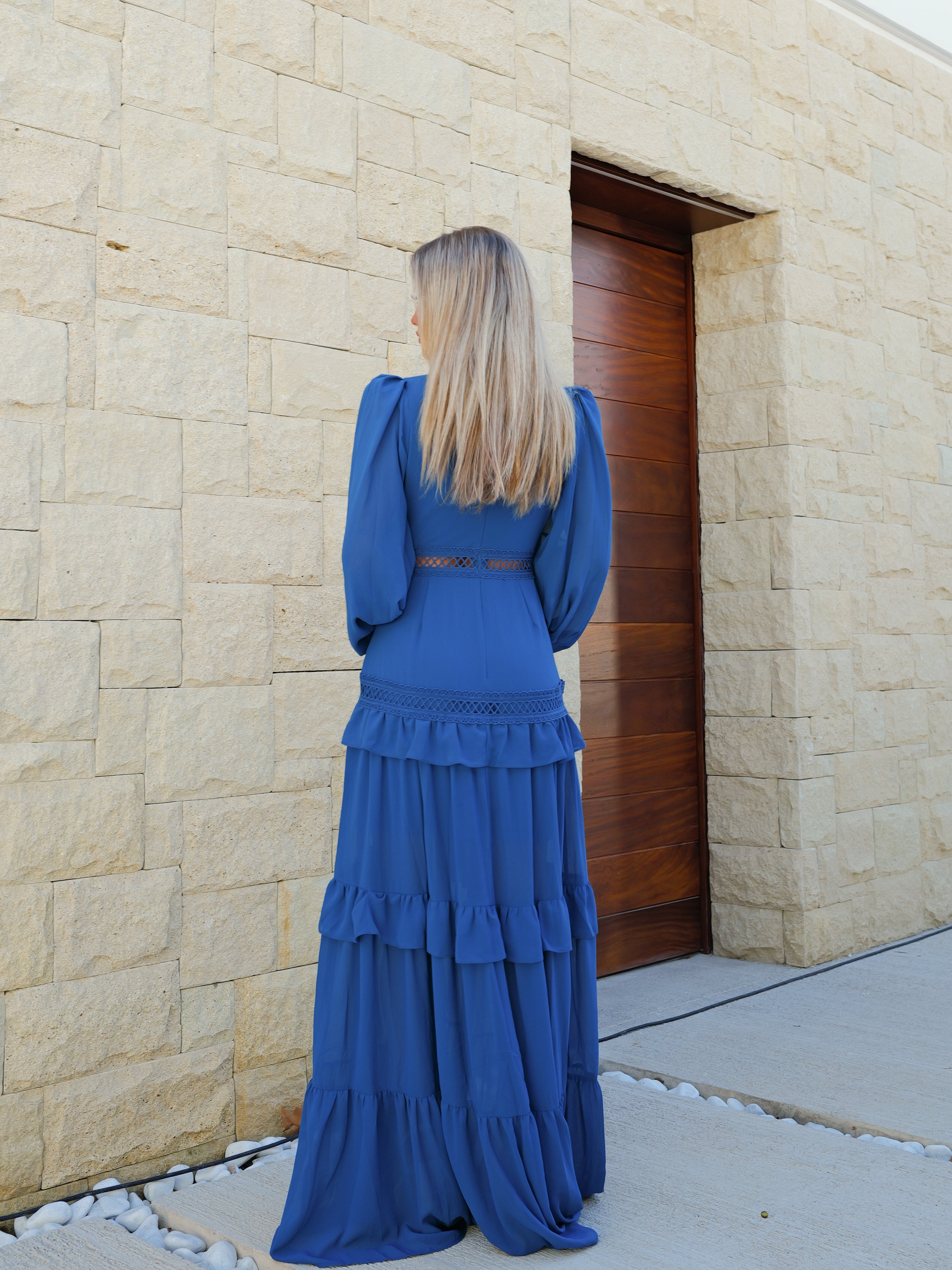 Peak embroidered dress TEAL