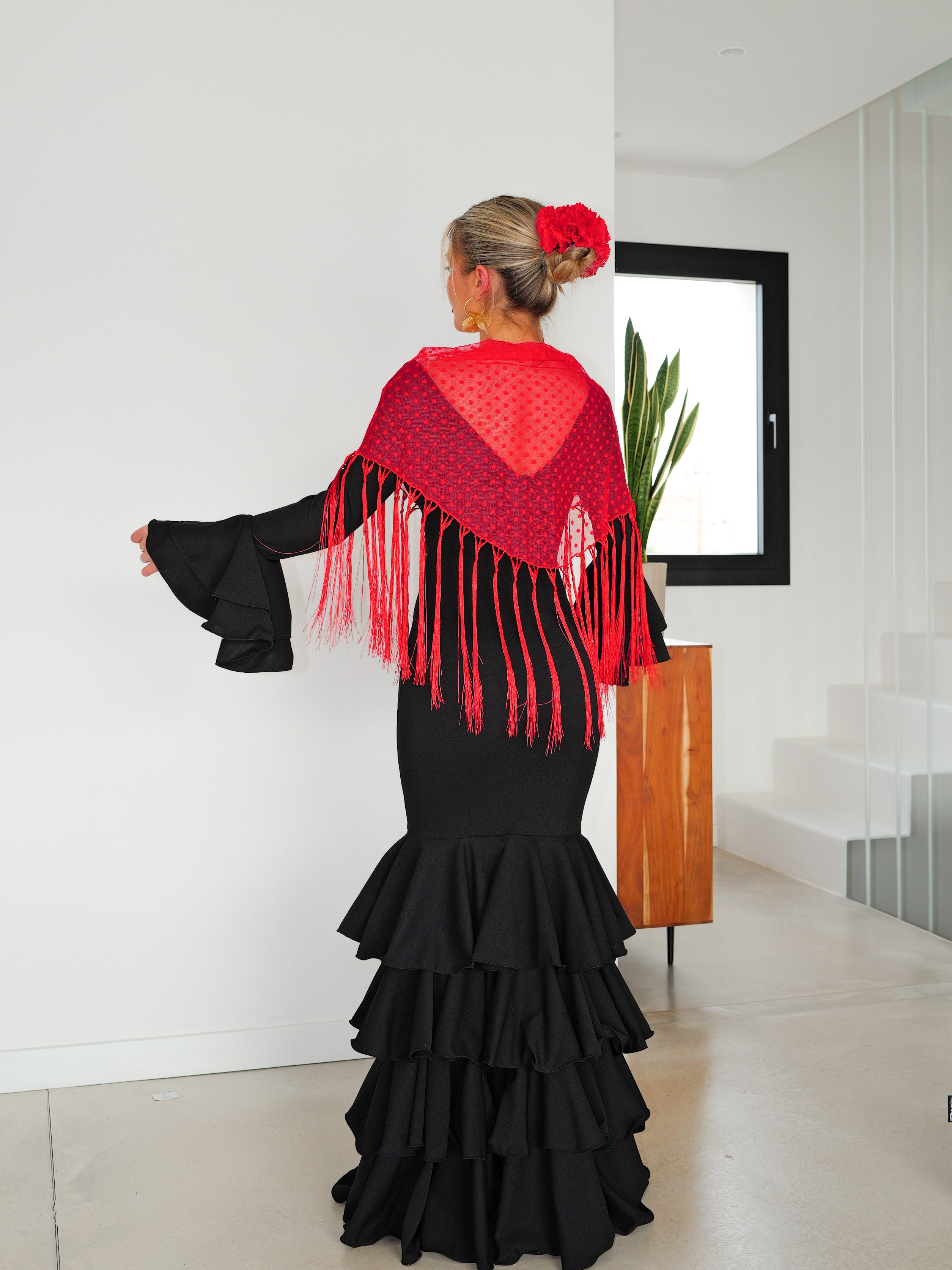 Flamenco shawl with red polka dots