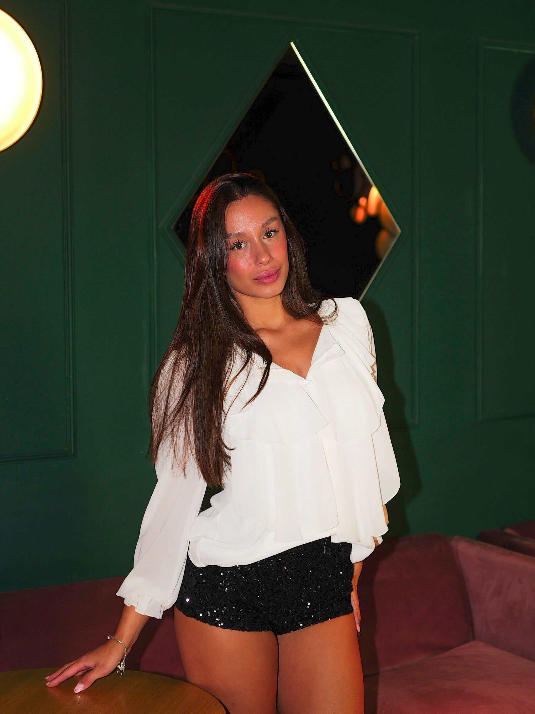 White romantic ruffle blouse