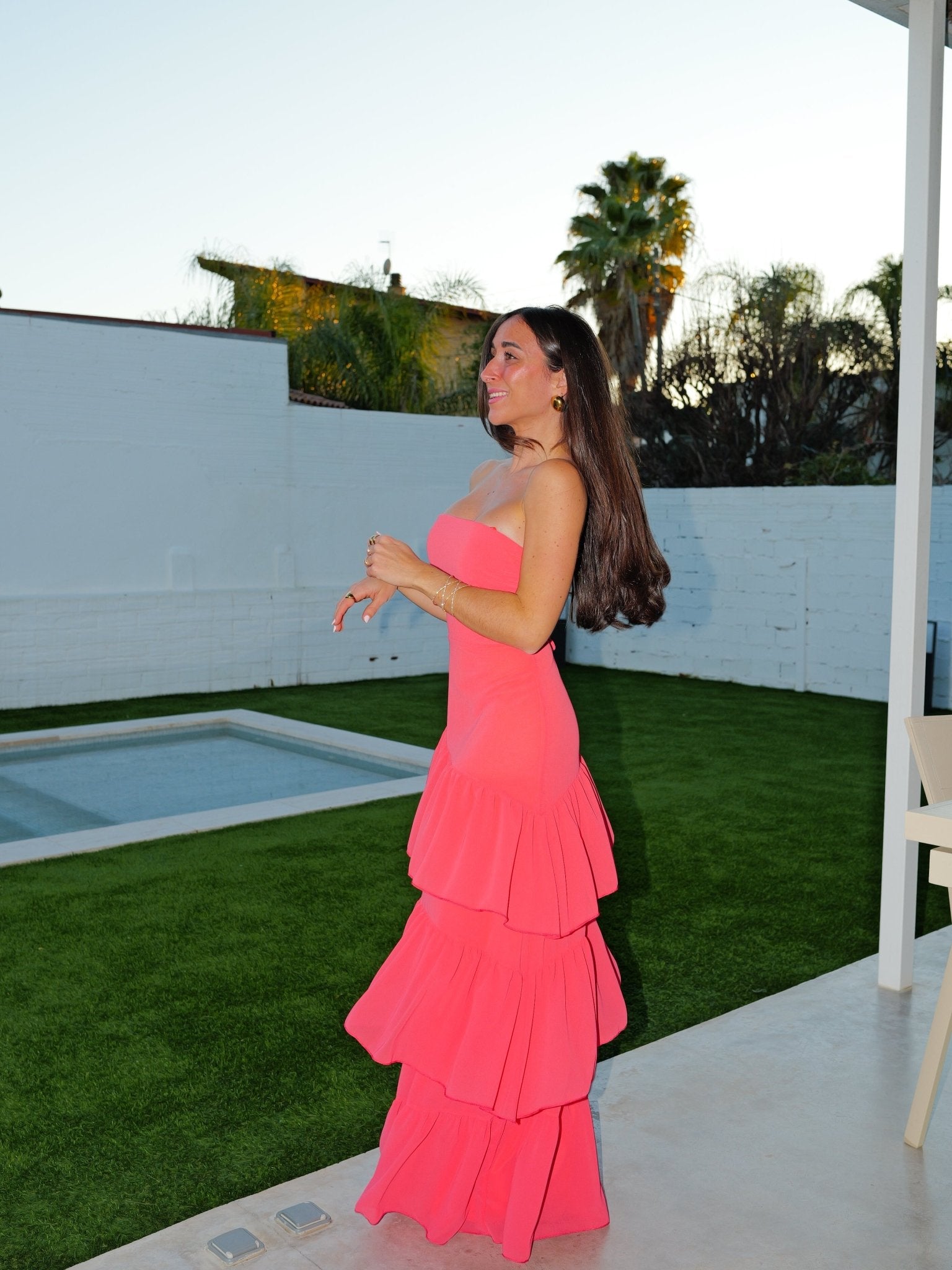 Coral ruffled dress - SORELLAS