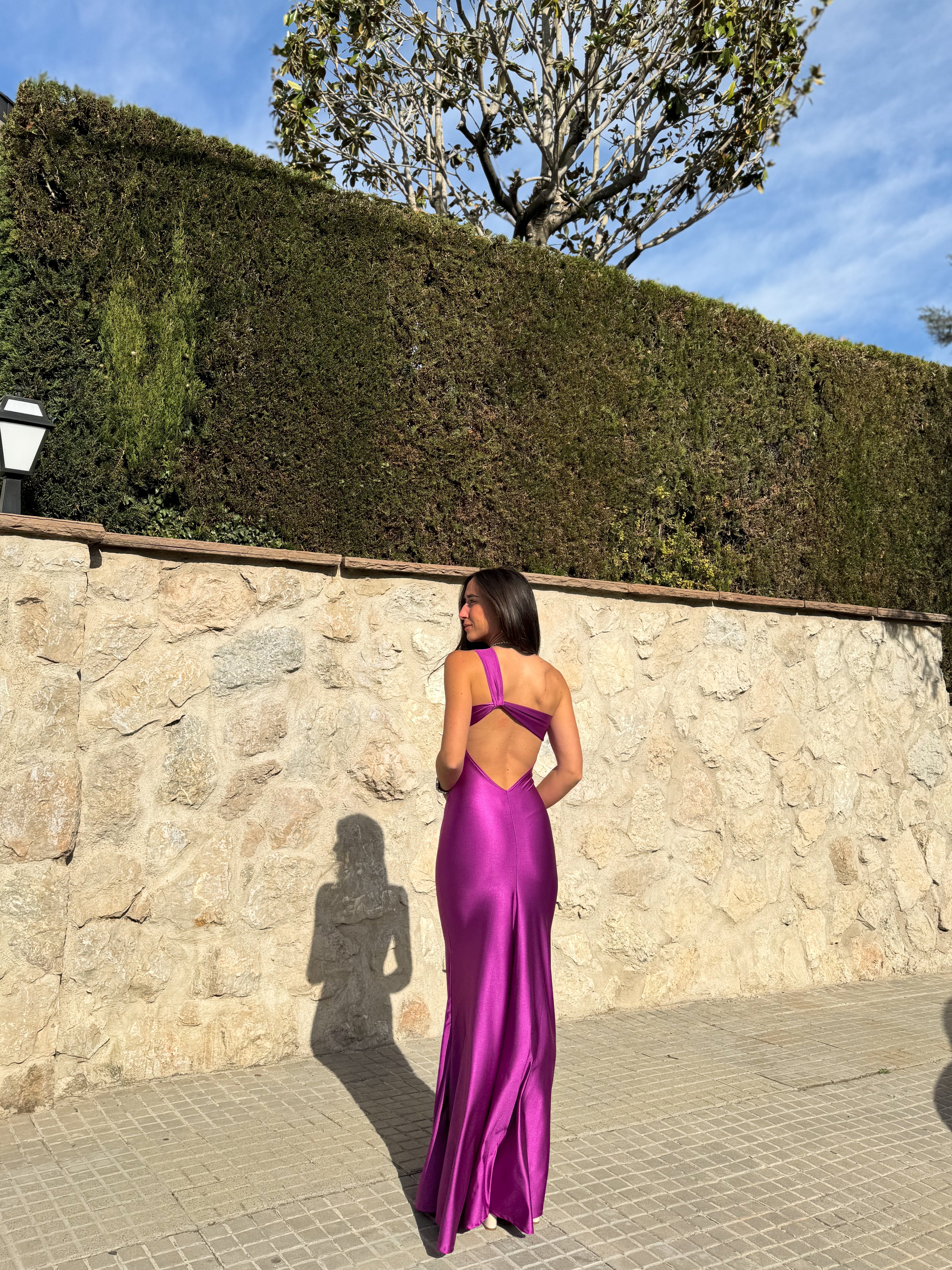 Dress asym back knot BOUGAINVILLEA