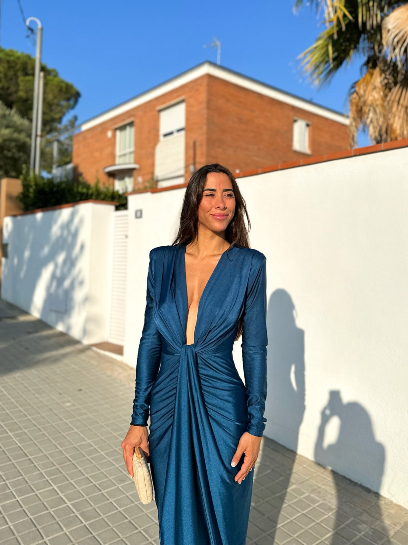 Knot sleeve dress TEAL