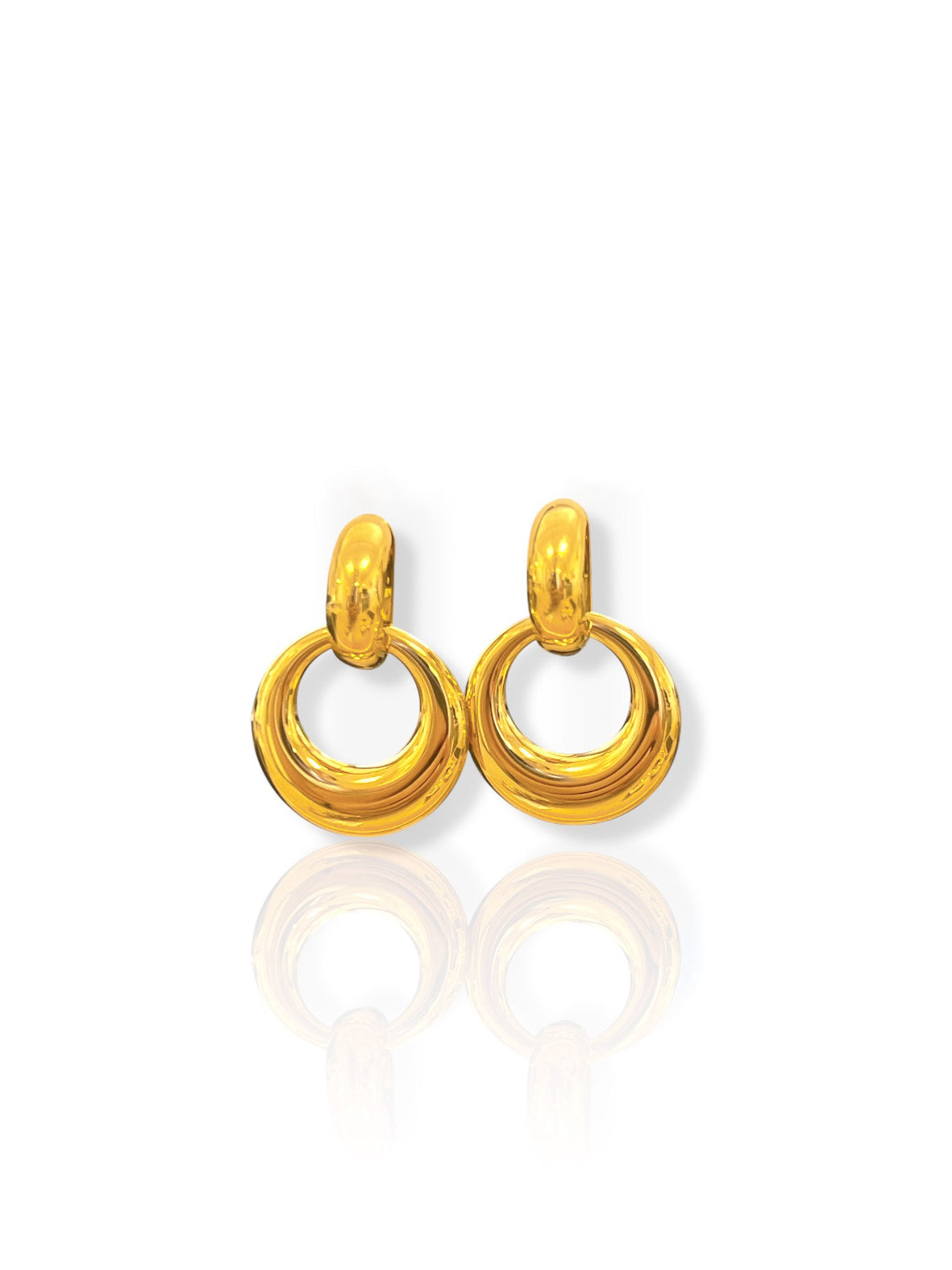 Thick golden hoop earrings