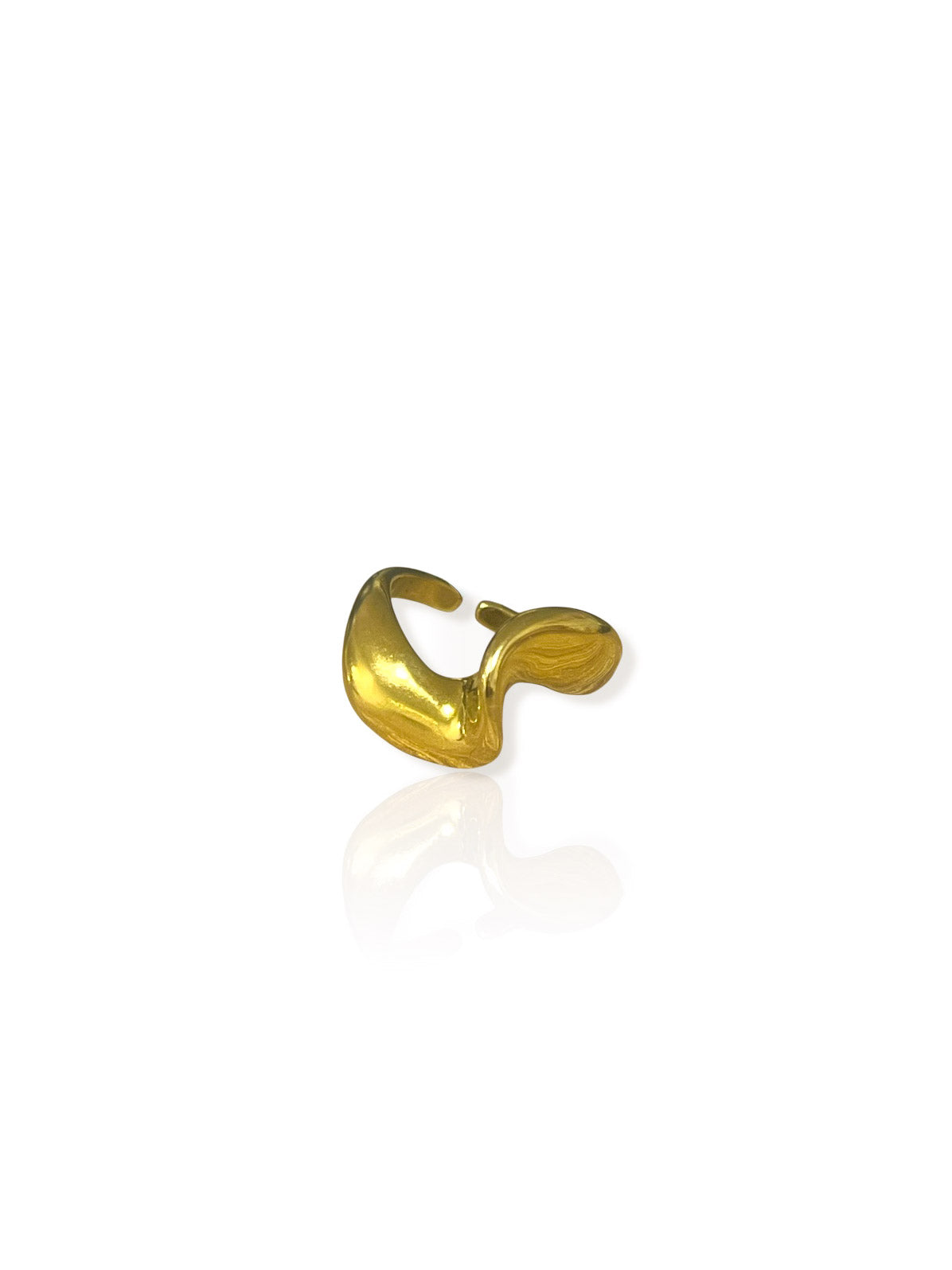 Gold asymmetrical wave ring