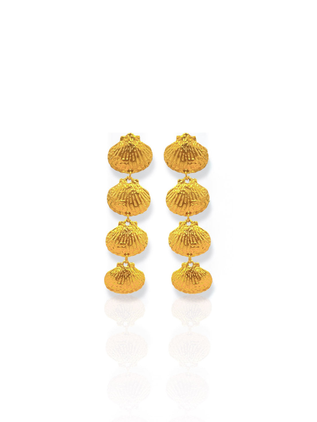 Gold plated shells cascade earrings