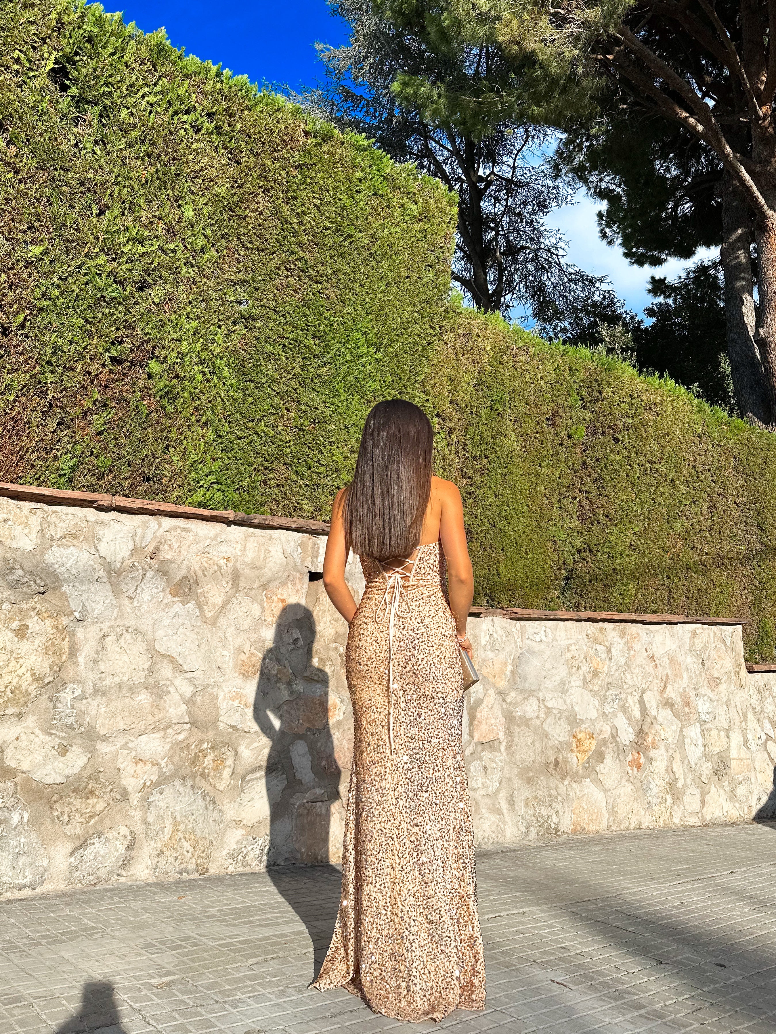 Gold glitter mermaid corset dress