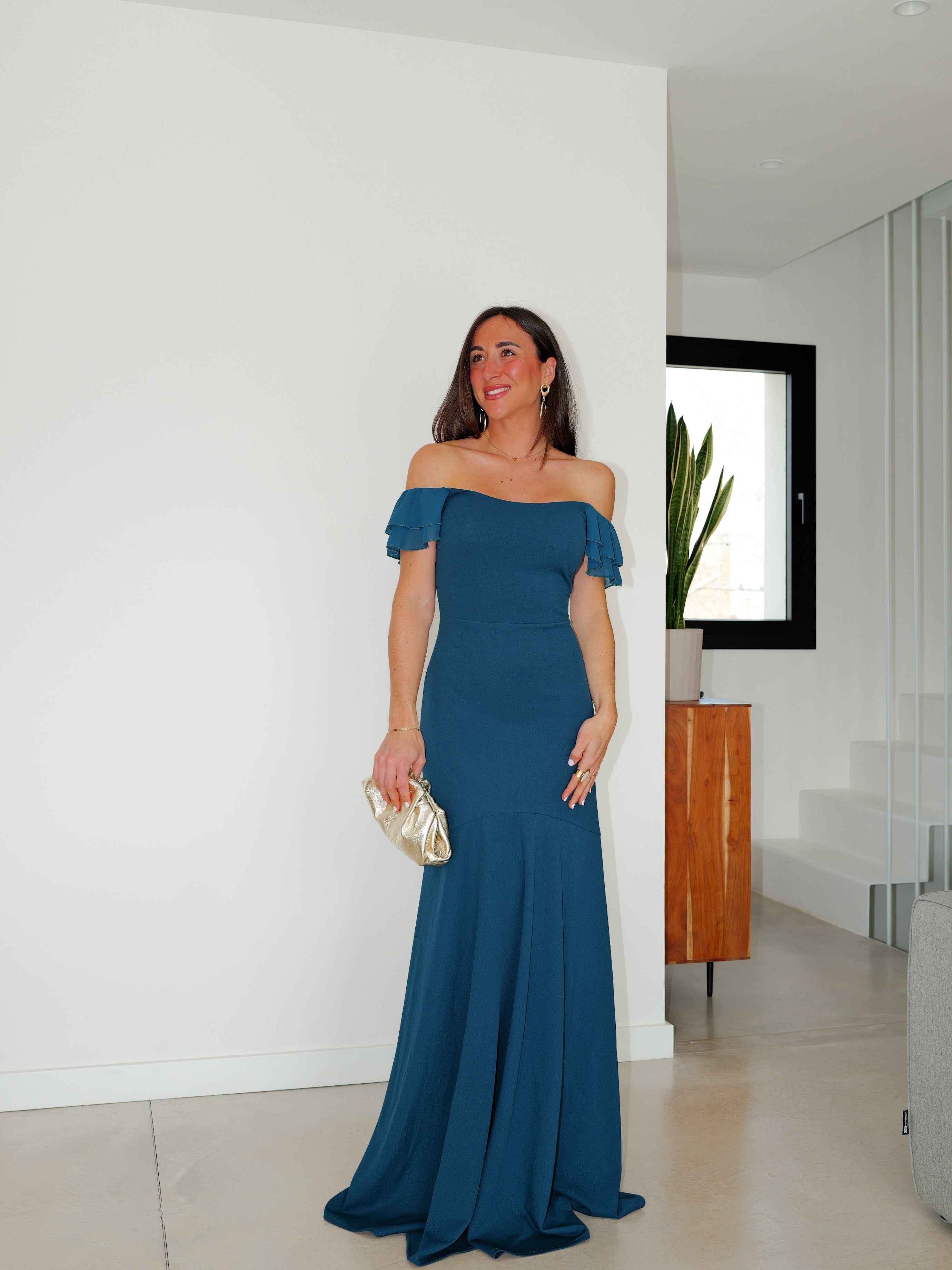 Bardot tulle dress TEAL