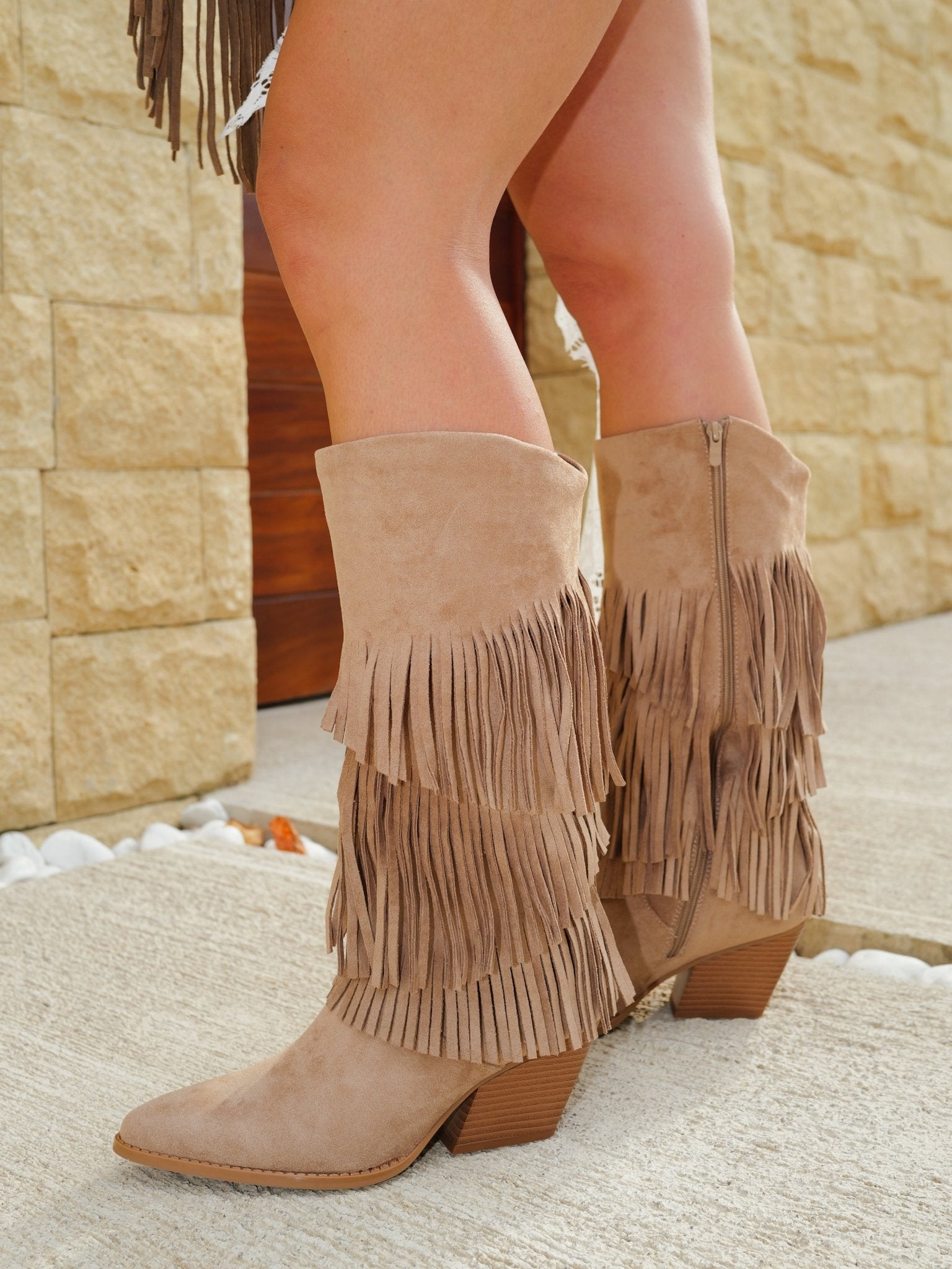 Beige fringed cowboy boots - SORELLAS