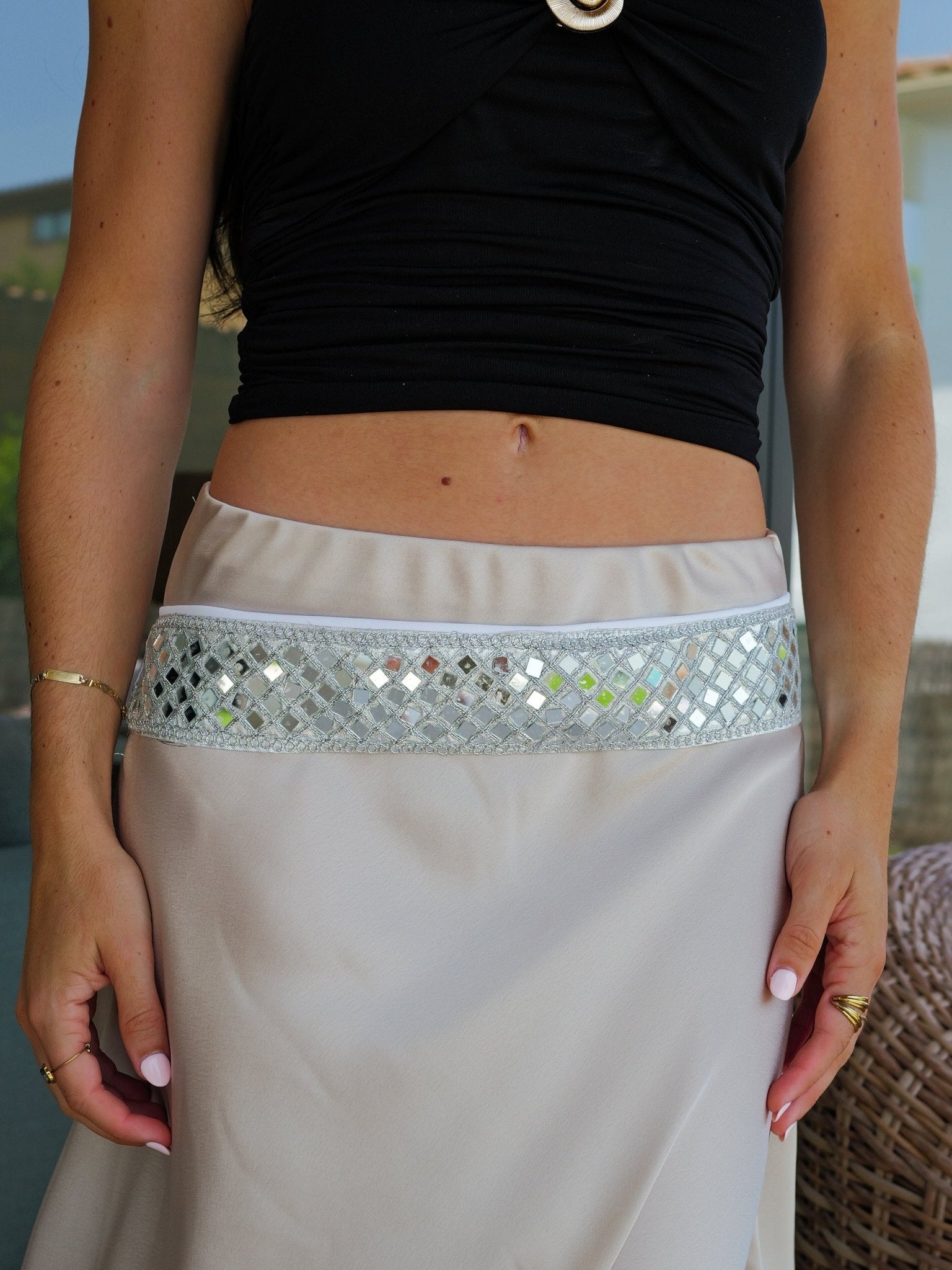 Thick silver mirror belt - SORELLAS