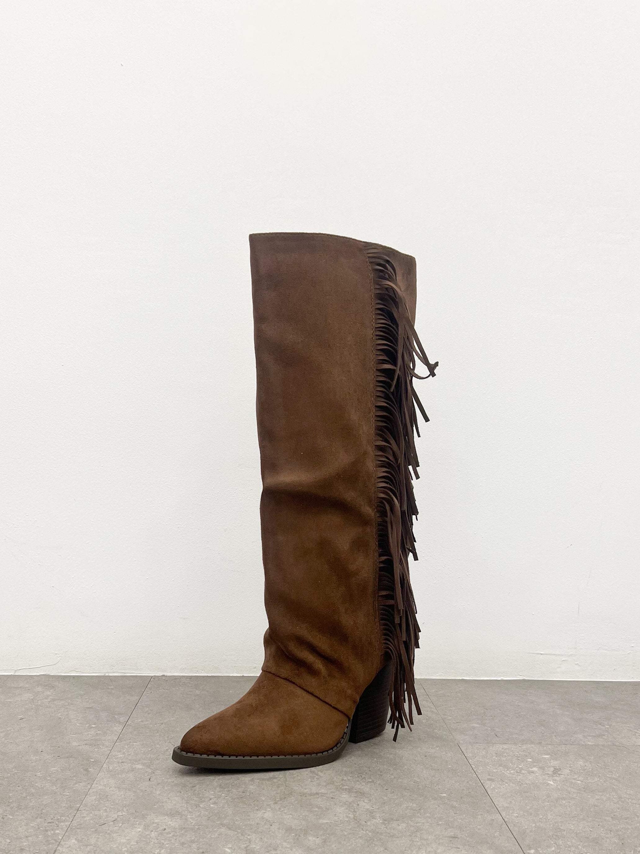 Chocolate side fringed cowboy boots