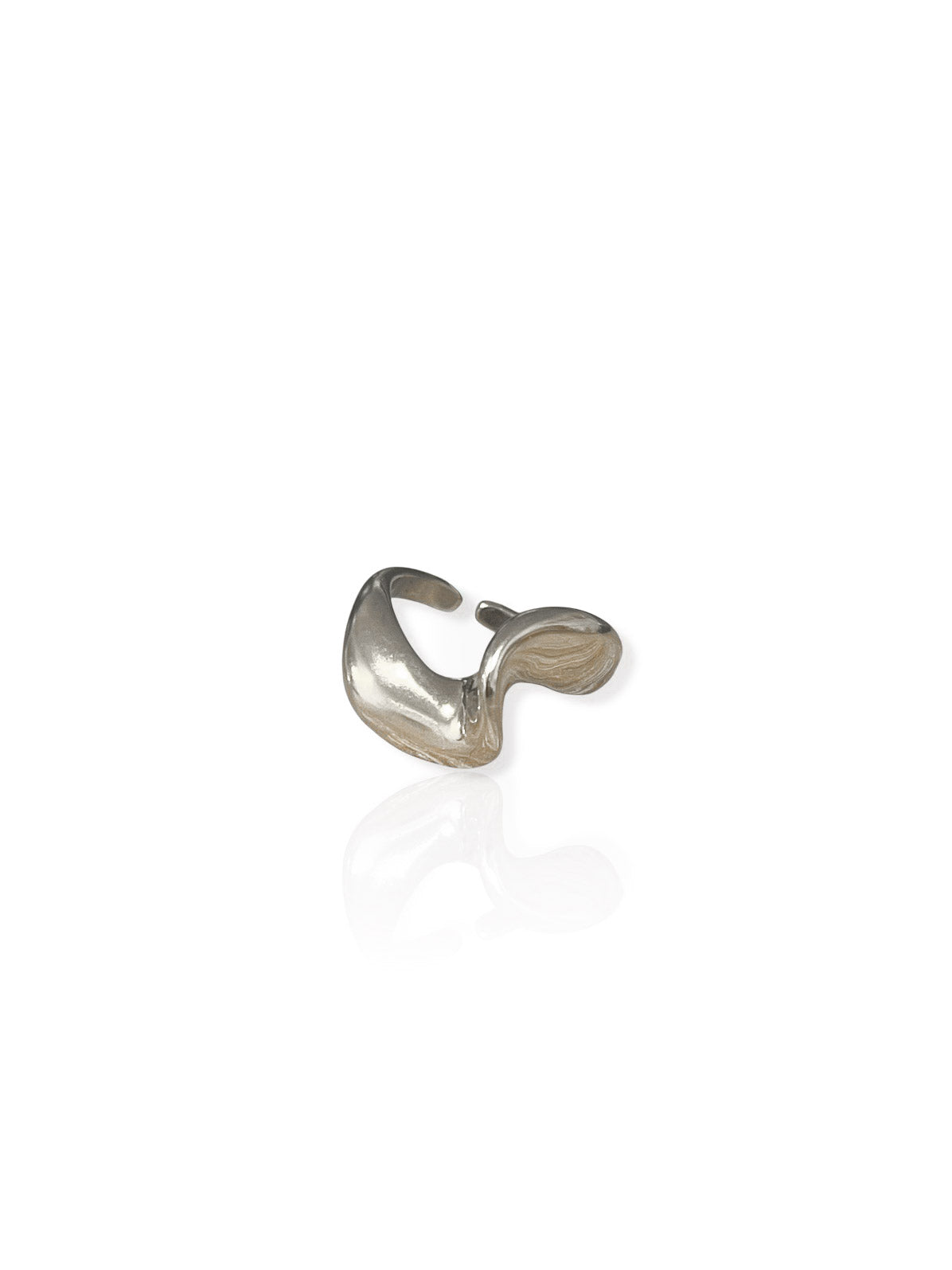 Asymmetrical silver wave ring