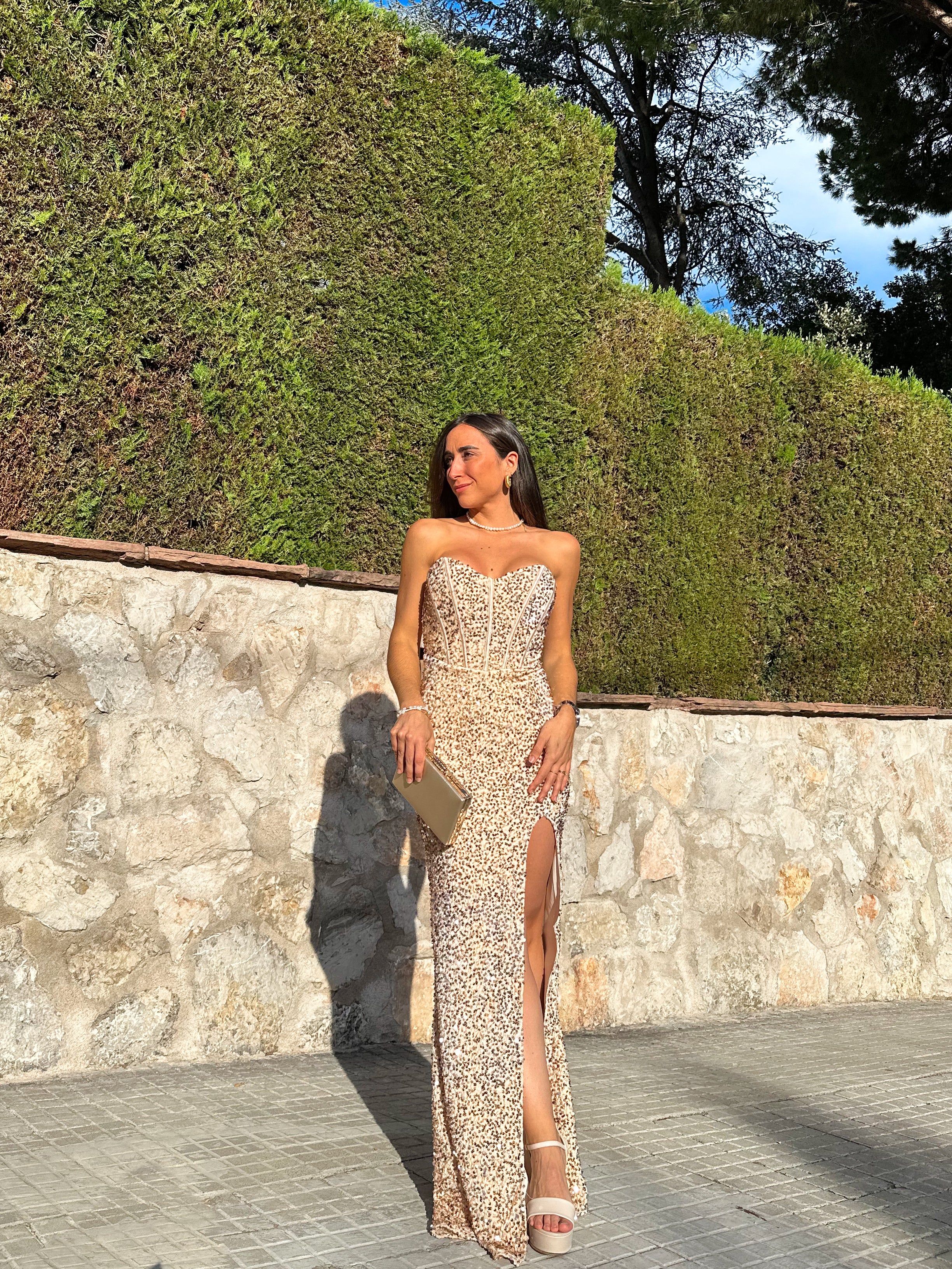 Gold glitter mermaid corset dress