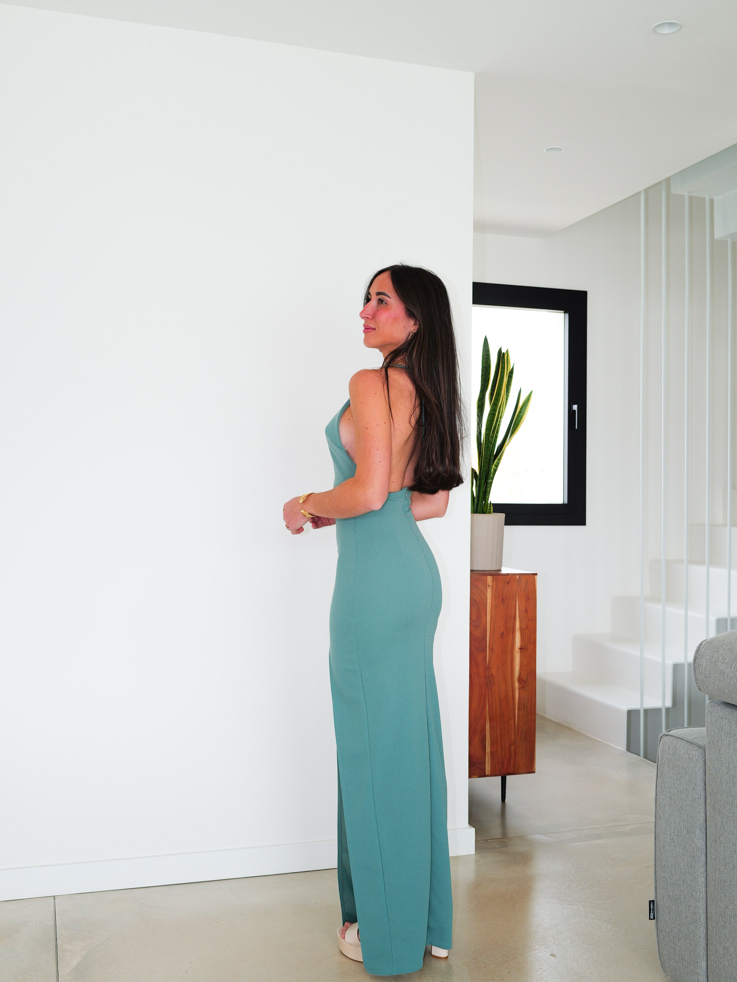 Mint mermaid neckline dress