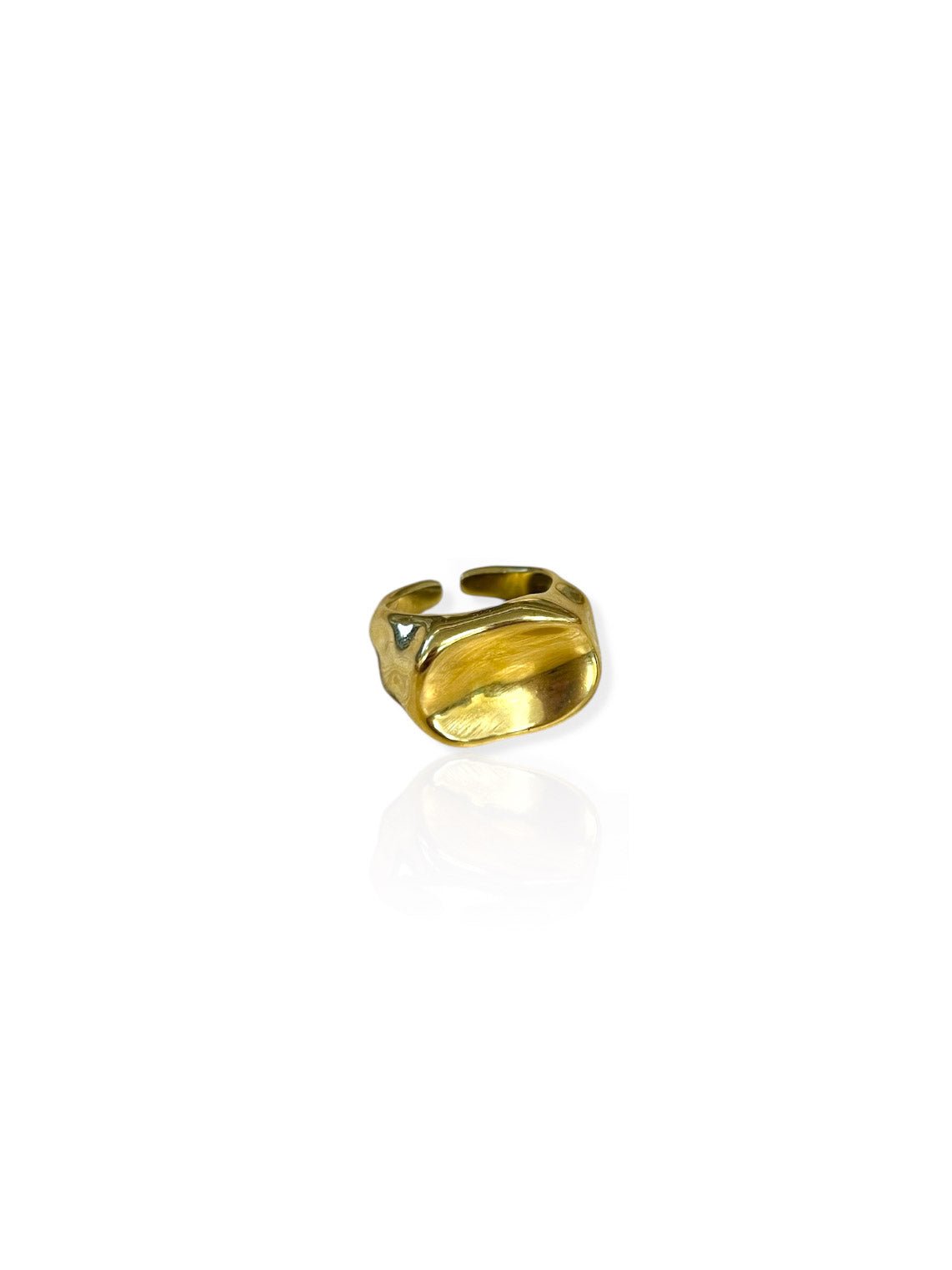 Gold-plated chiseled signet ring - Sorellas The Brand Barcelona S.L.