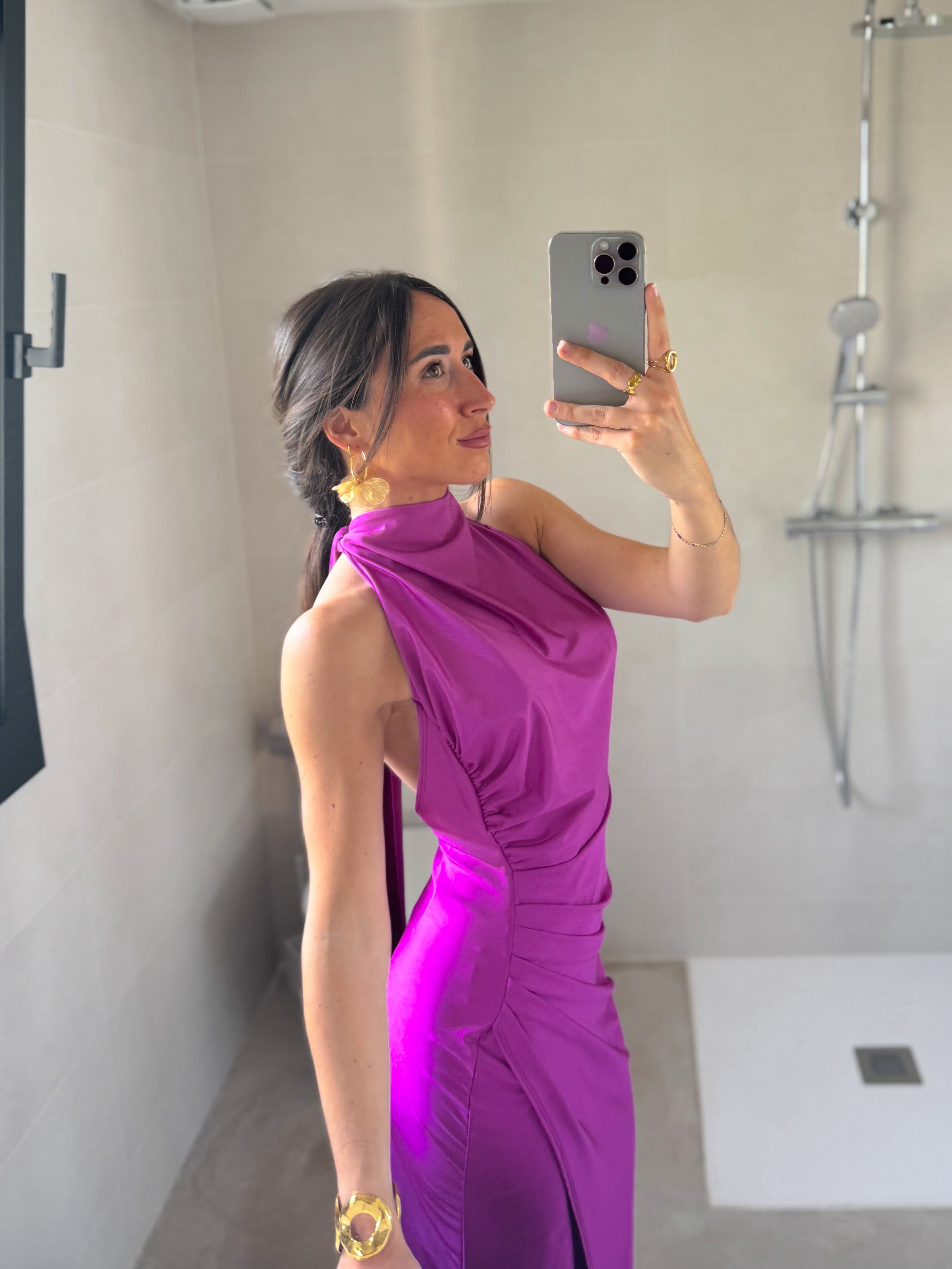 Halter dress halter back bow BOUGAINVILLEA