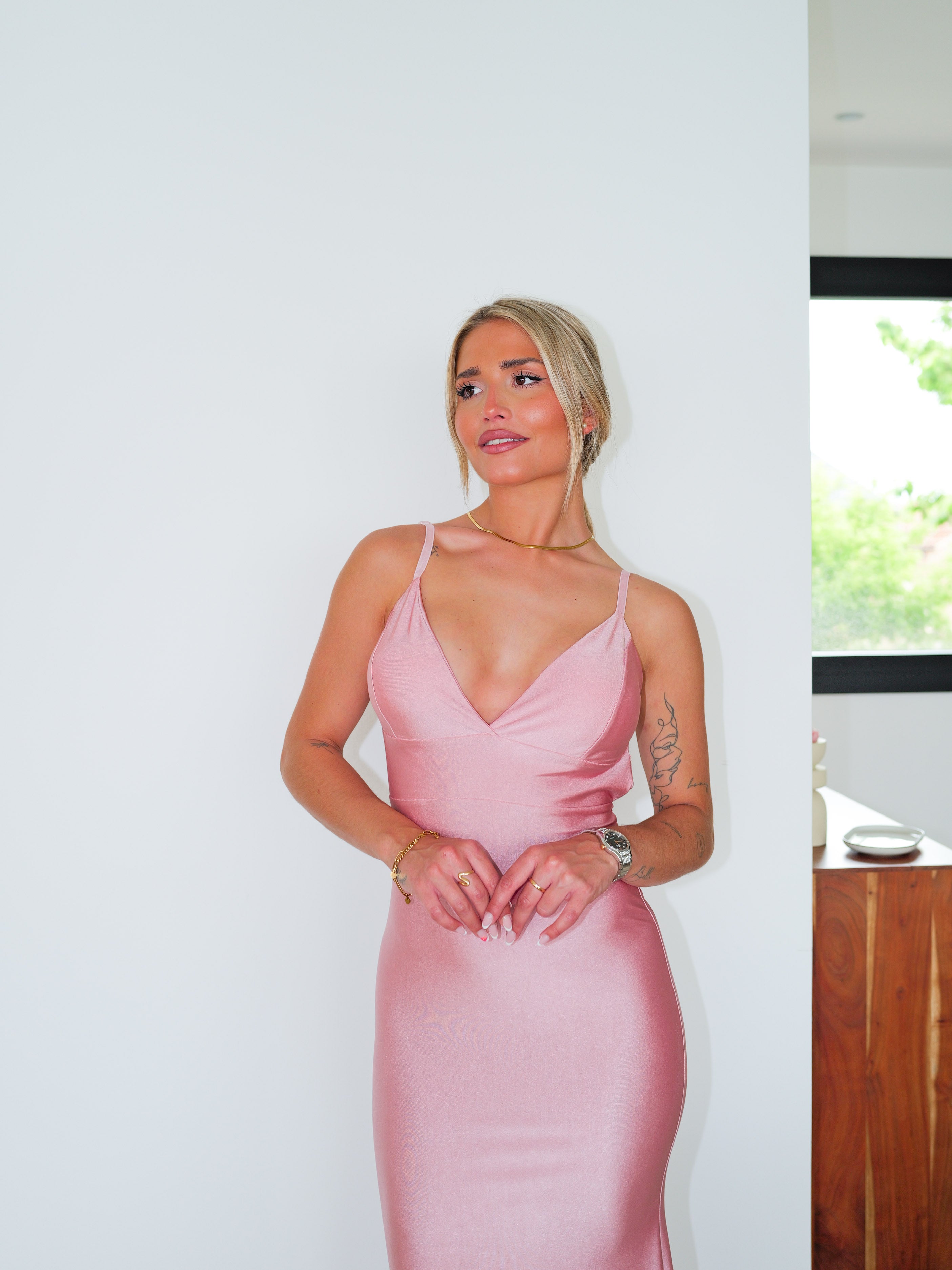 Pink strapless back mermaid dress
