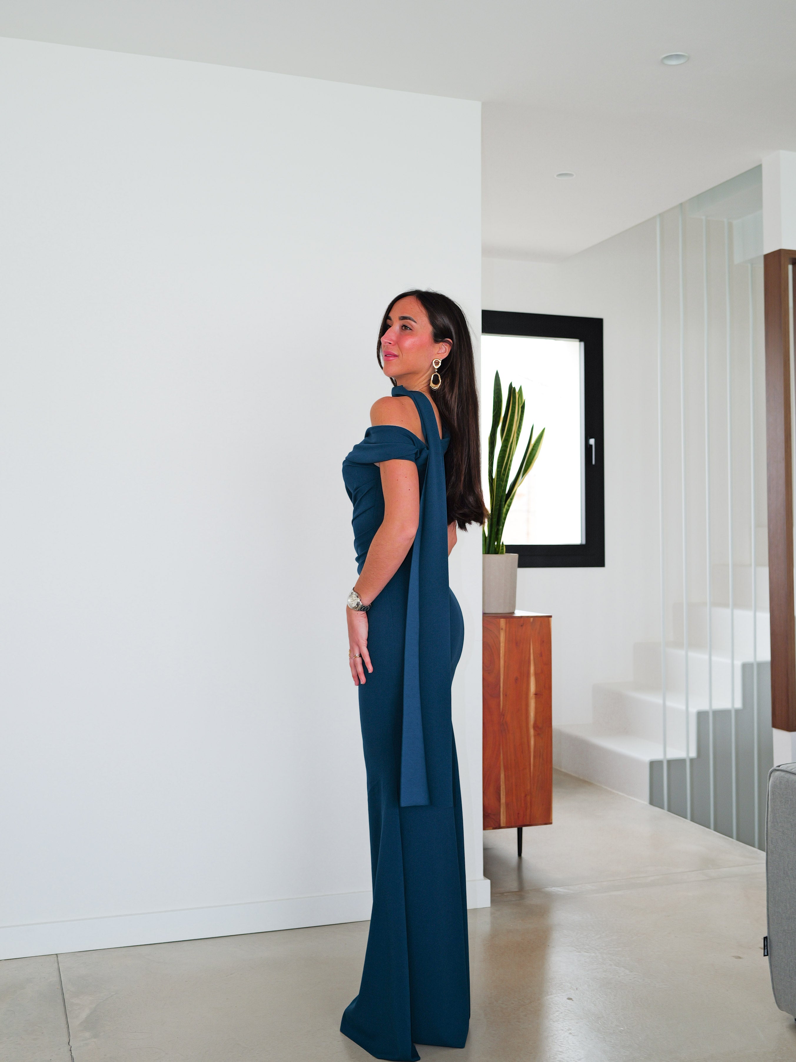 Asymmetrical choker dress TEAL