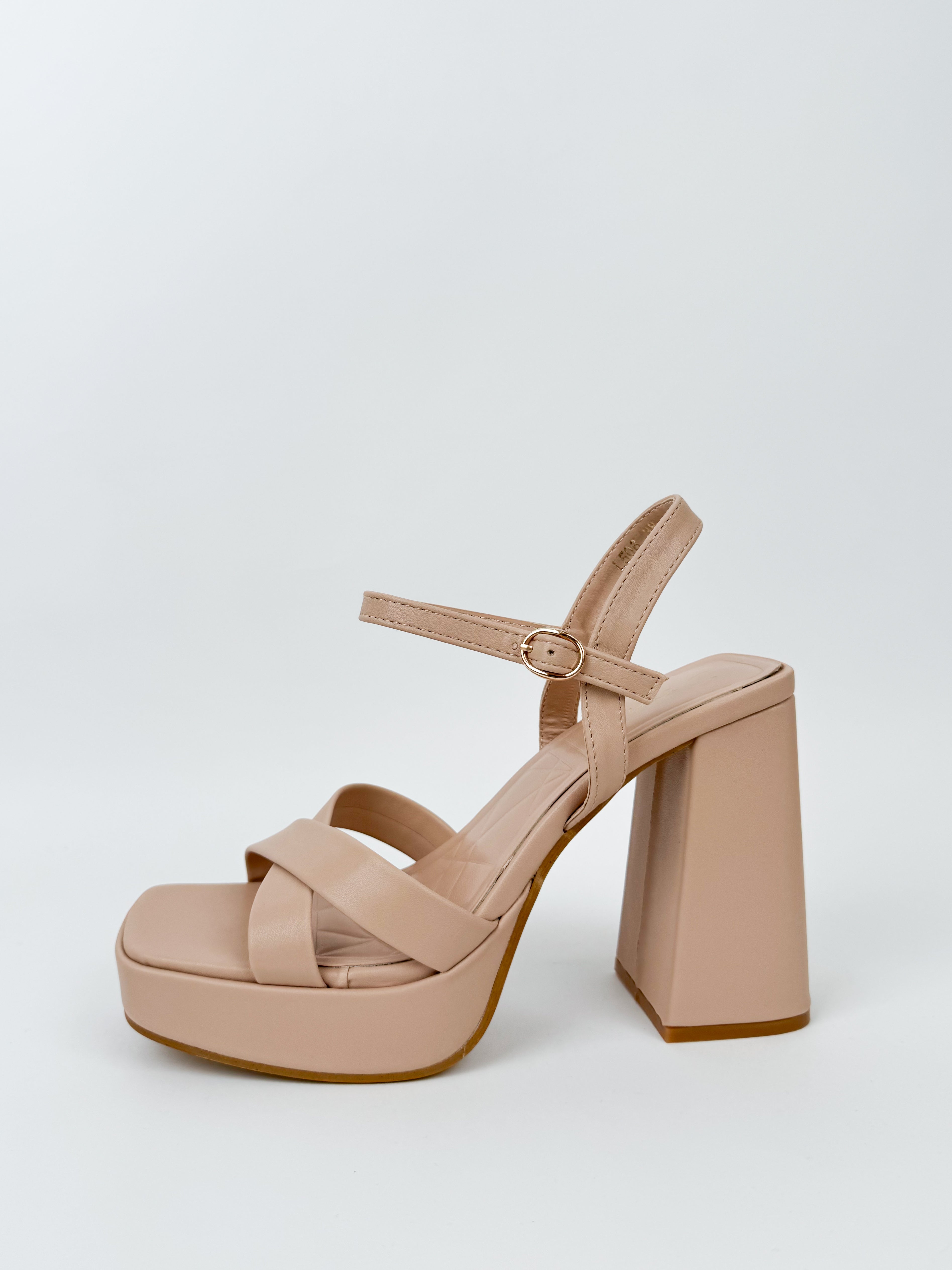 nude crossed platform sandal