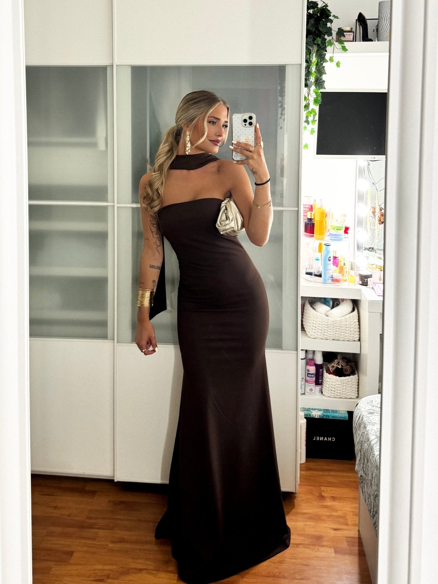 Chocolate tulle choker mermaid dress - SORELLAS