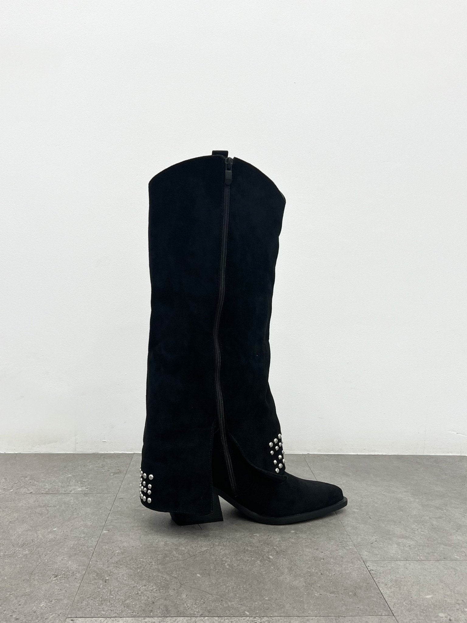 Black suede studded flap boot - Sorellas The Brand Barcelona S.L