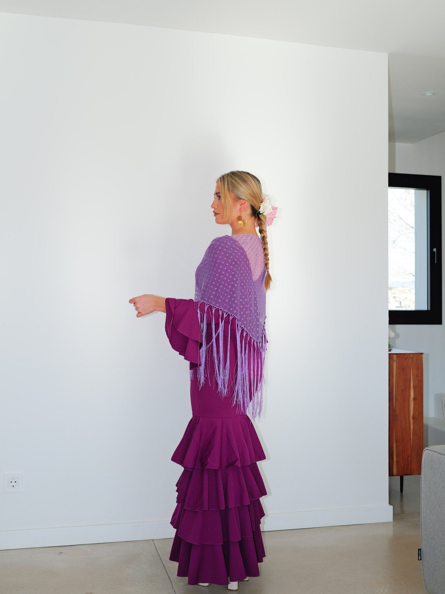 Lilac polka dot flamenco shawl - Sorellas The Brand Barcelona S.L.