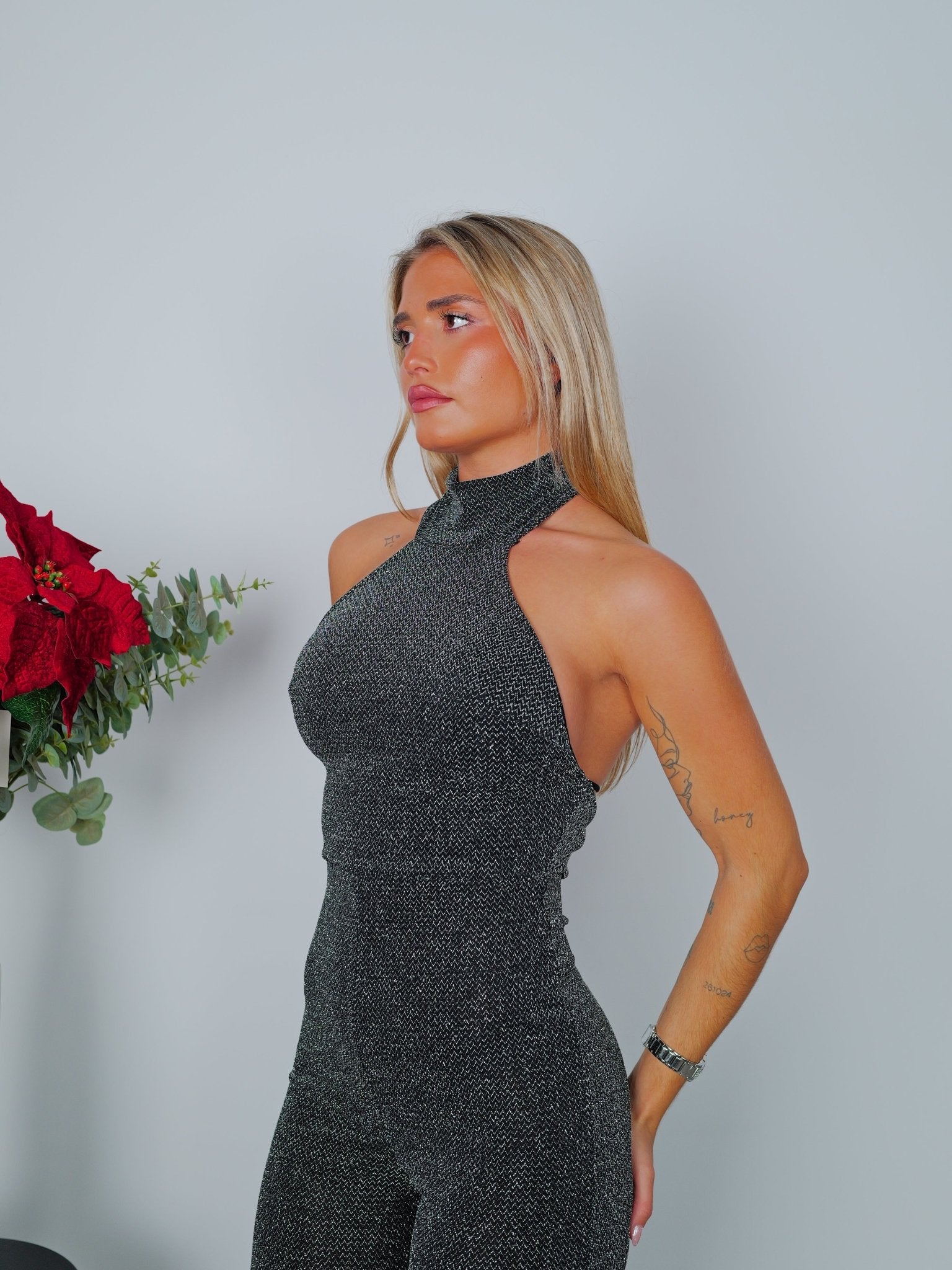 Silver halter neck Jumpsuit - Sorellas The Brand Barcelona S.L